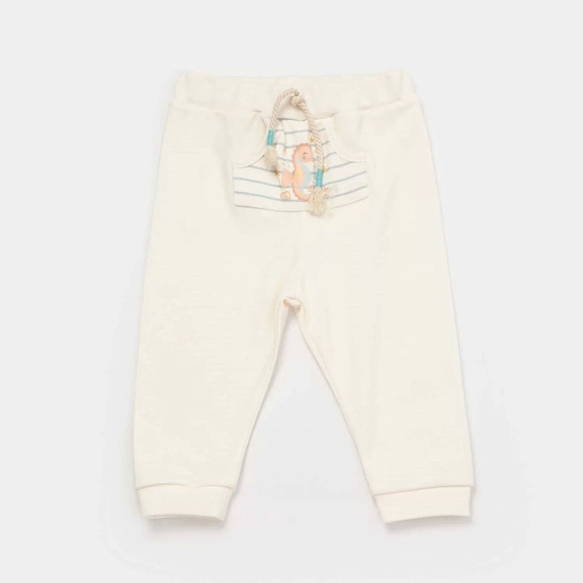 Eterelle Bibaby Biorganic Save The Seahorse Bebek Patiksiz Pantolon 57913 Bej-mint