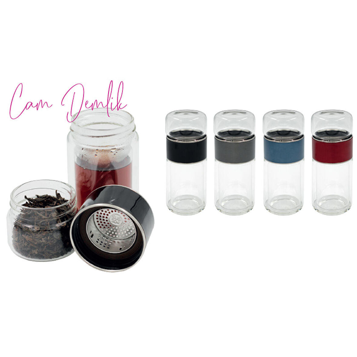 Fame 350ml Lacivert Cam Demlik