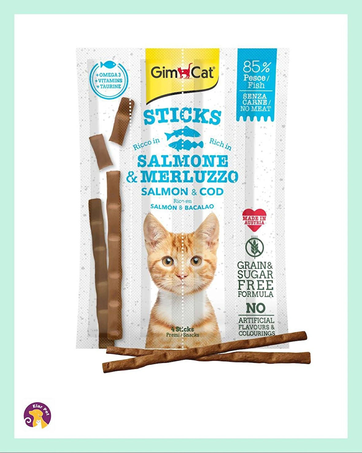 Gimcat Somon ve Morina Kedi Ödül Çubuğu 4’lü(20G)