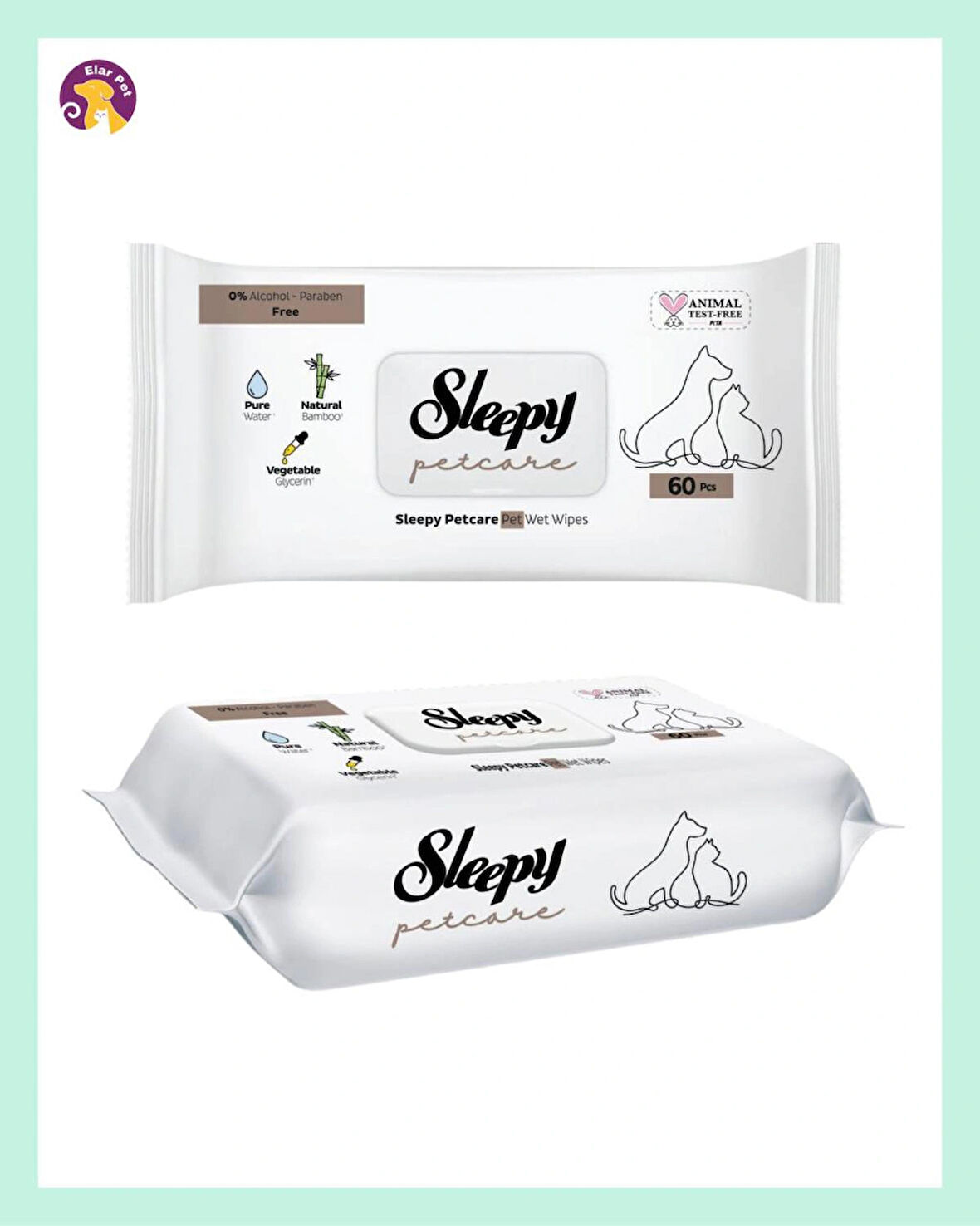 Sleepy Petcare Evcil Hayvan Islak Havlusu 60 Yaprak