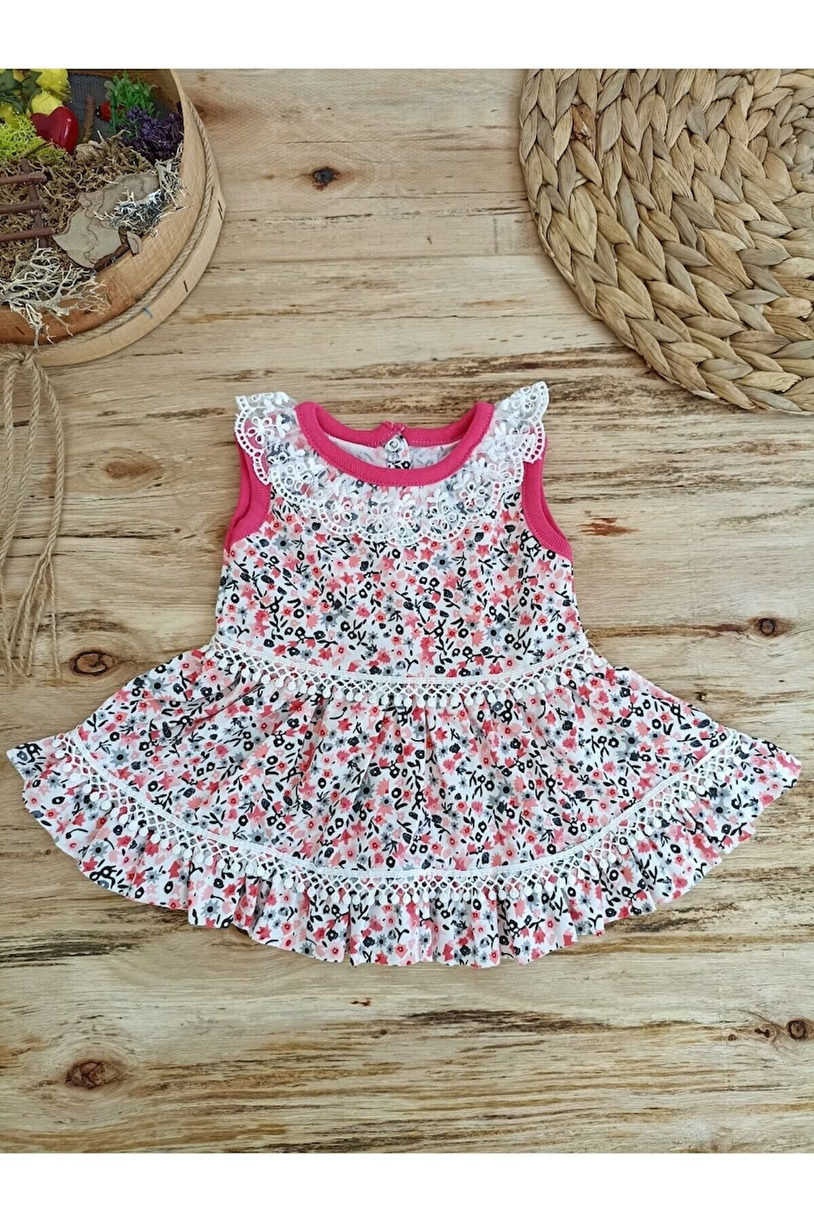 Kır Çiçeği Nar Kız Bebek Elbisesi Çocuk Takım 3-6-9-12 Ay Bebek Takımları Kıyafetleri Bebek Giyim
