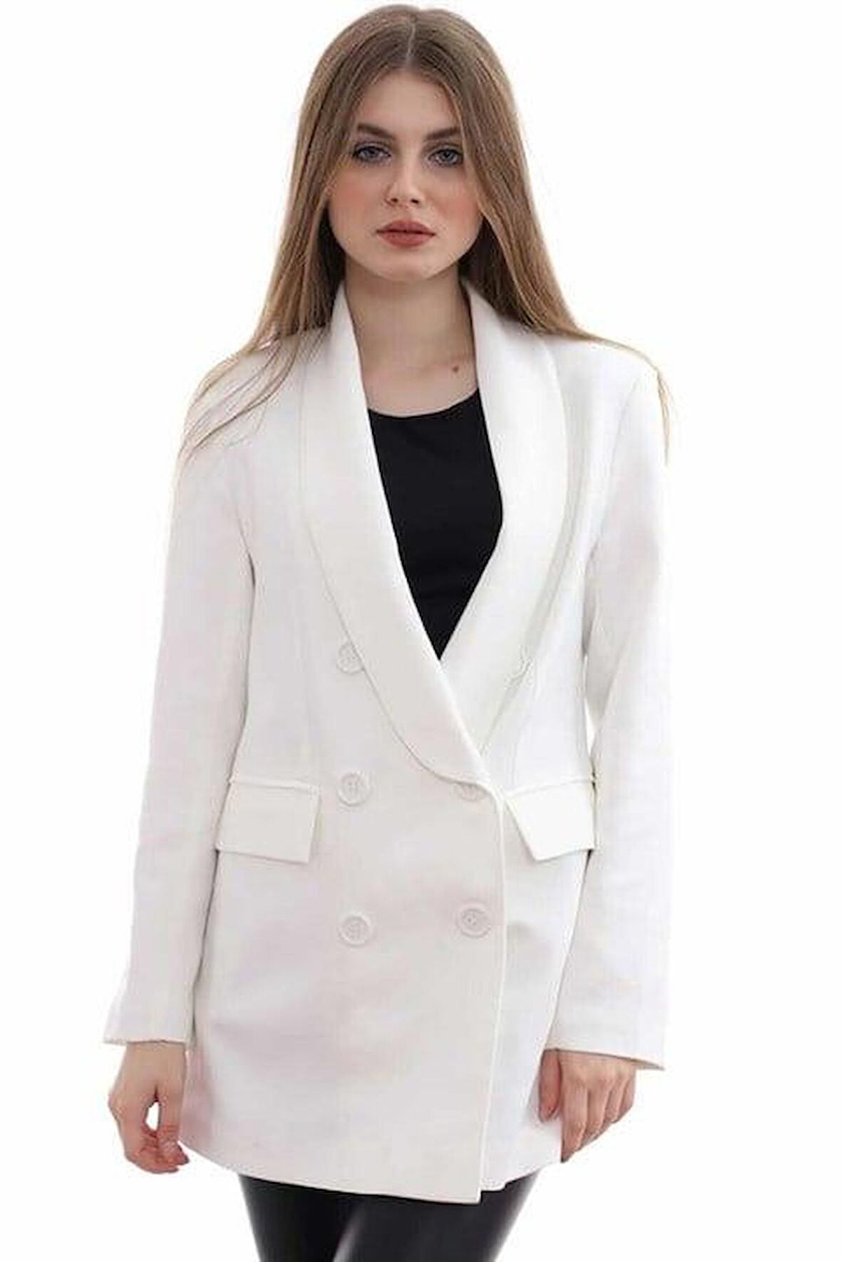 Blazer Düğmeli Ceket - Beyaz