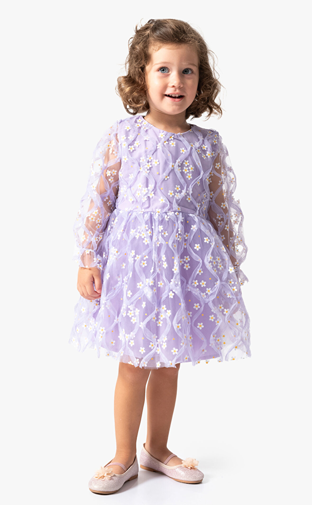 Kız Bebek Elbise Kız Çocuk Elbise Doğum Günü Parti Düğün Tütü Tüllü Uzun Kollu Astarlı Elbise