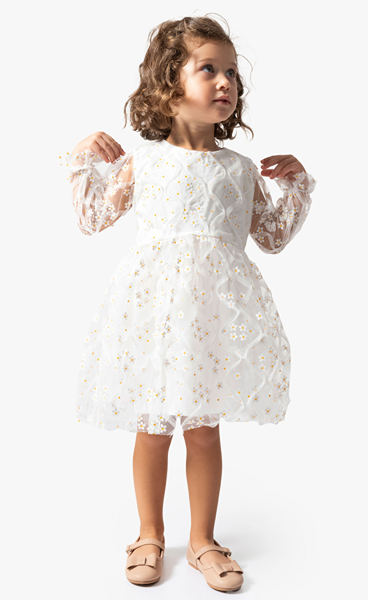 Kız Bebek Elbise Kız Çocuk Elbise Doğum Günü Parti Düğün Tütü Tüllü Uzun Kollu Astarlı Elbise