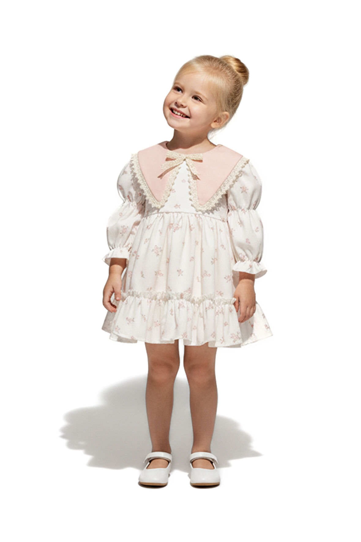 Kız Bebek Elbise Kız Çocuk Elbise Yakalı Doğum Günü Parti Düğün Özel Gün Uzun Kol Astarlı Elbise