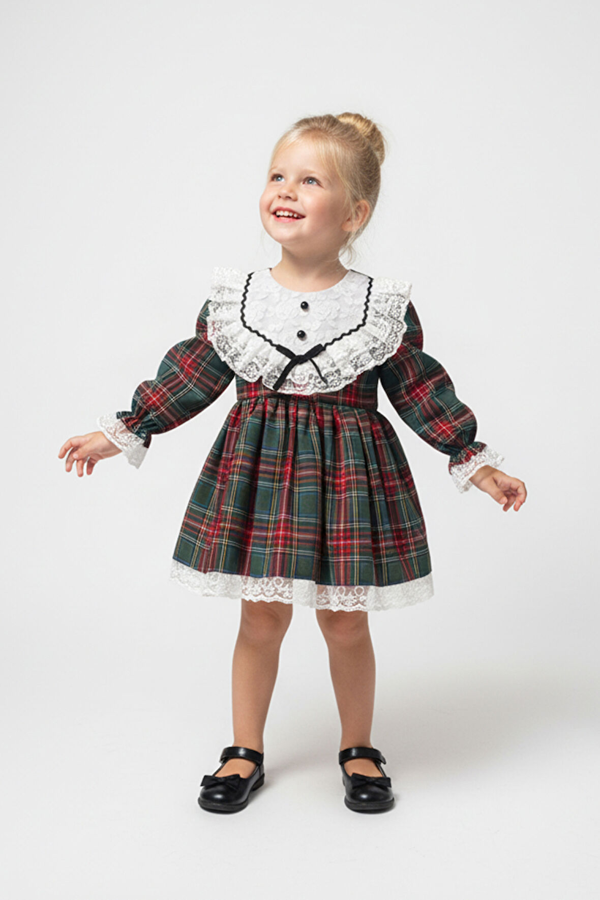 Kız Bebek Elbise Kız Çocuk Elbise Doğum Günü Parti Düğün Özel Gün Uzun Kol Astarlı Elbise