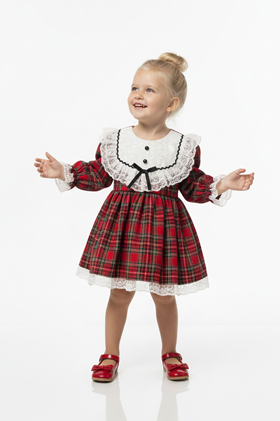 Kız Bebek Elbise Kız Çocuk Elbise Doğum Günü Parti Düğün Özel Gün Uzun Kol Astarlı Elbise