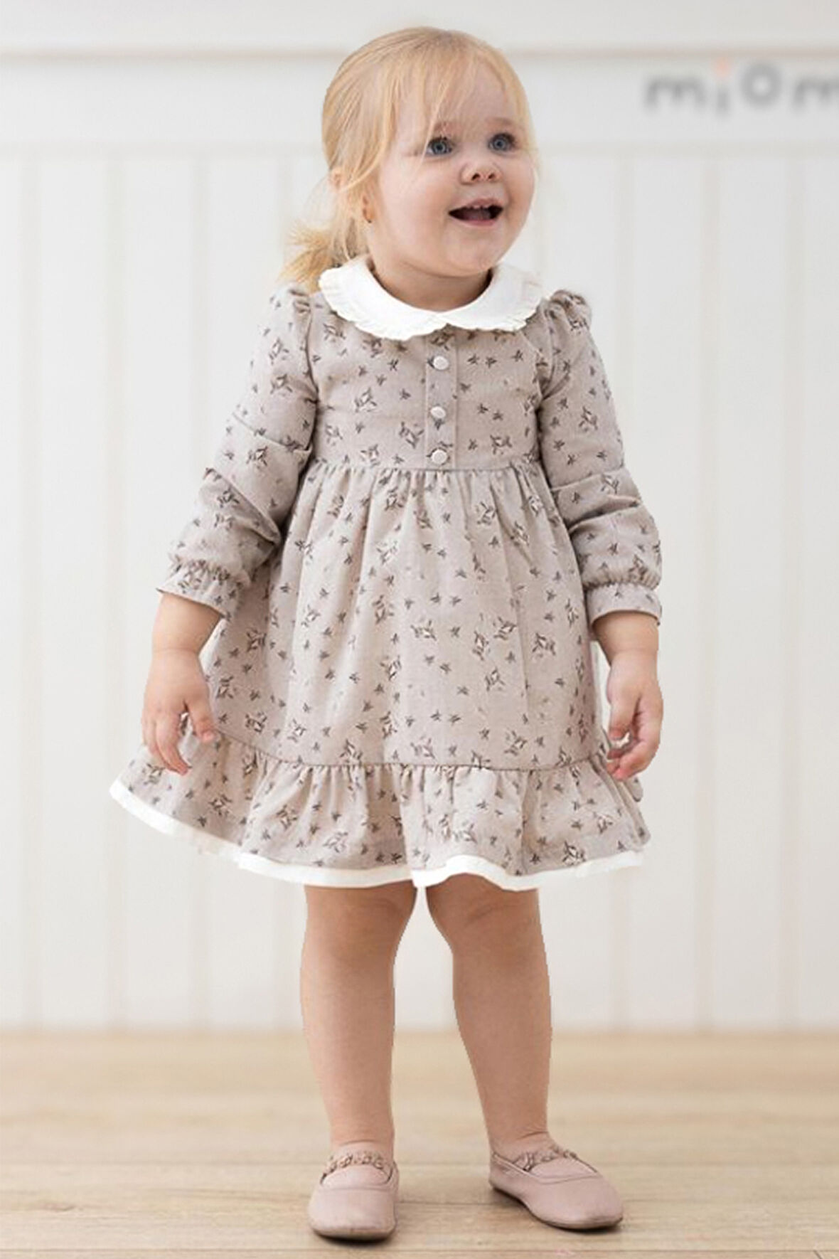 Kız Bebek Elbise Kız Çocuk Elbise Doğum Günü Parti Düğün Keten Uzun Kollu Astarlı Elbise