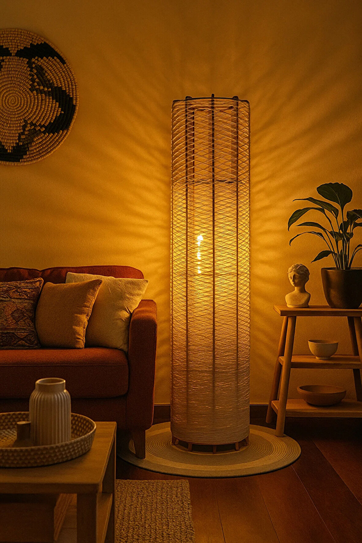 Bohem,Ahşap,Modern,Rustik,İskandinav,Doğal El Yapımı Lambader 135*32