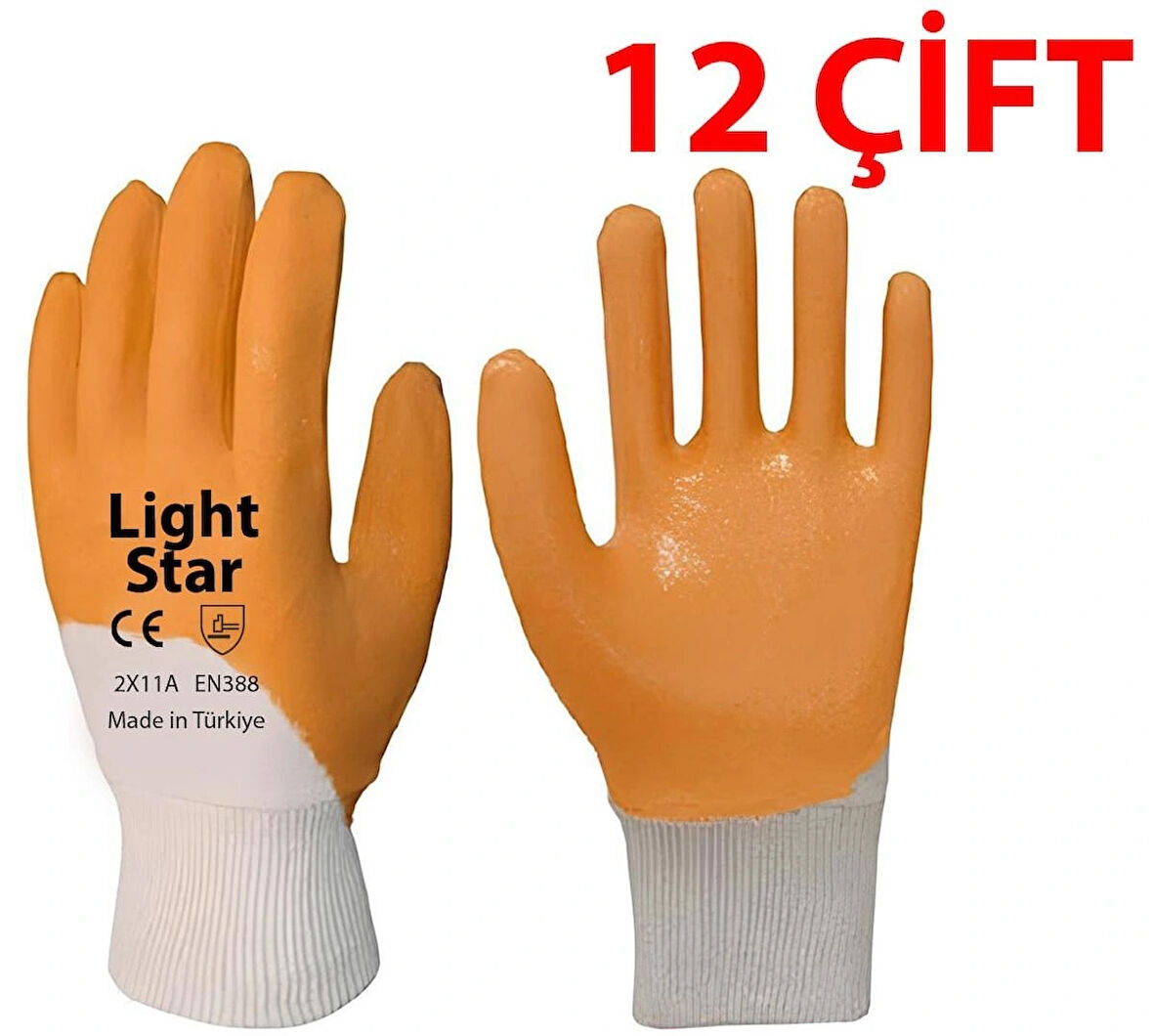 Light Star 3/4 Nitril Pamuk Örgü İş Eldiveni 12 Adet/Çift