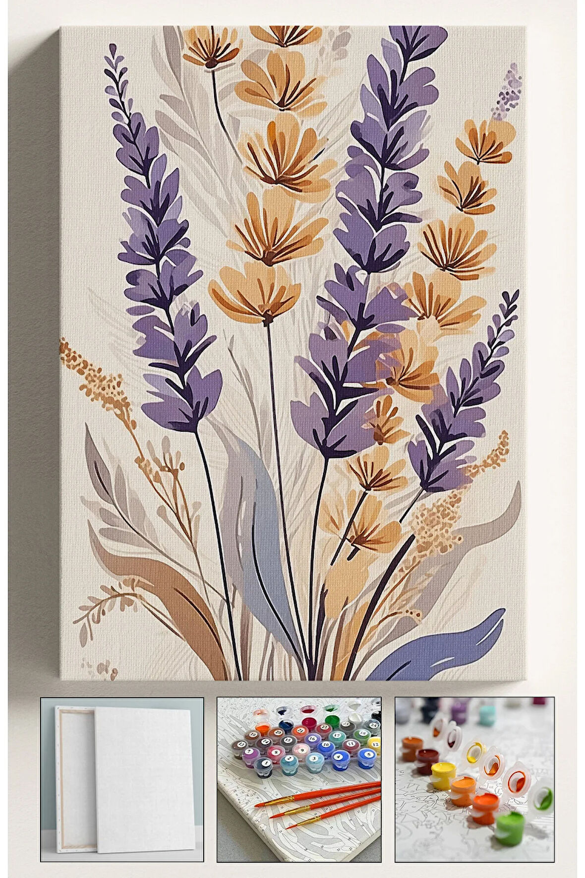 Sayılarla Boyama Hobi Seti Çerçeveli Numaralı Tuval Fırça Boya Kasnaklı ELEGANT 40x50 Cm