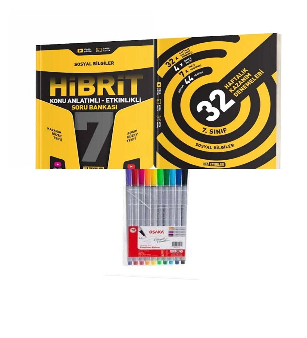 7. Sınıf Hibrit Sosyal Bilgiler Soru Bankası Ve 32 Haftalık Kazanım Denemeleri +Fineliner Pen
