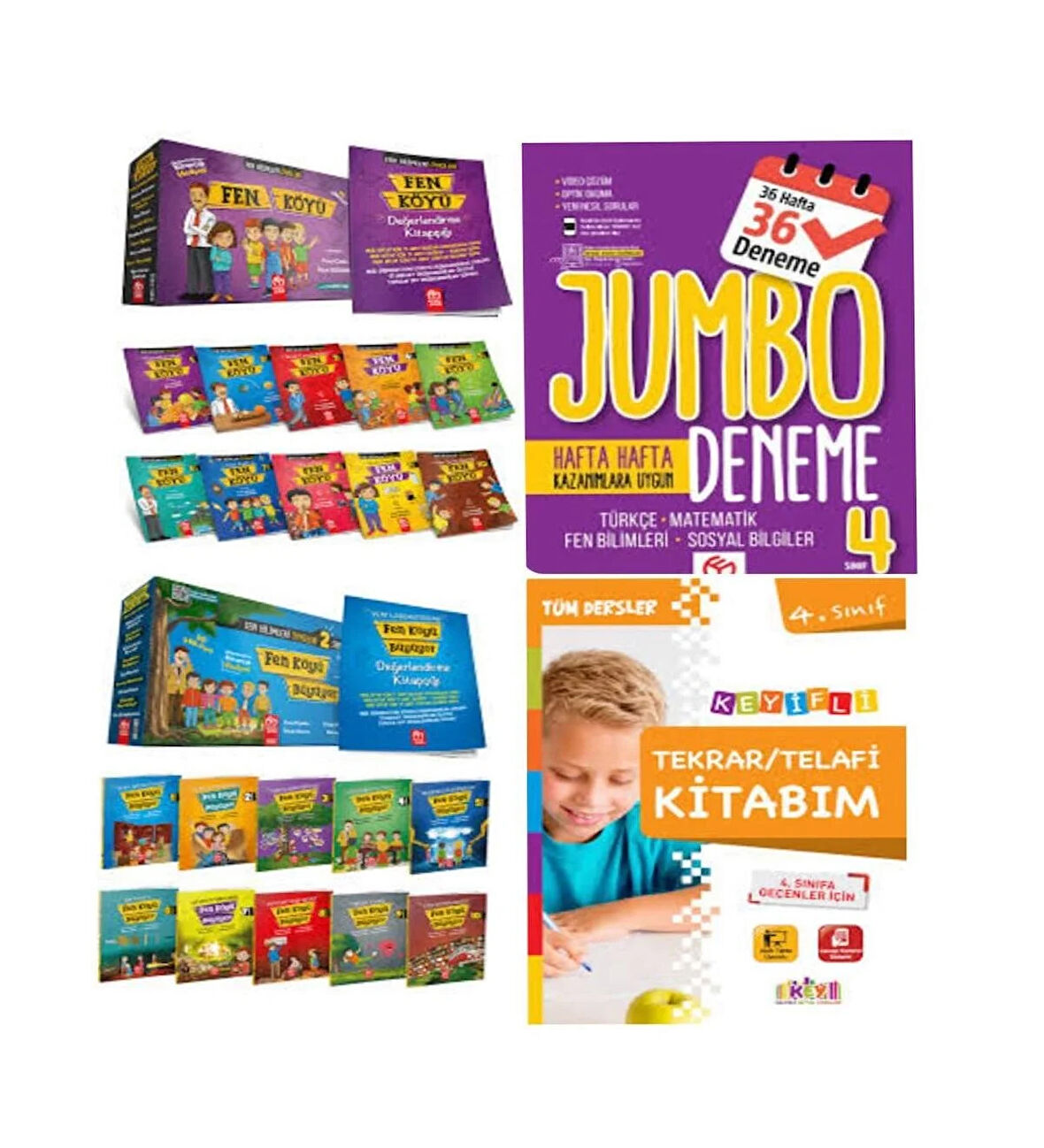 4. Sınıf Jumbo Tüm Dersler Deneme+Fen Bilimleri Öyküleri 1.Seri Fen Köyü Ve 2.Seri Fen Köyü Büyüyor+Telafi Tekrar Kitabım
