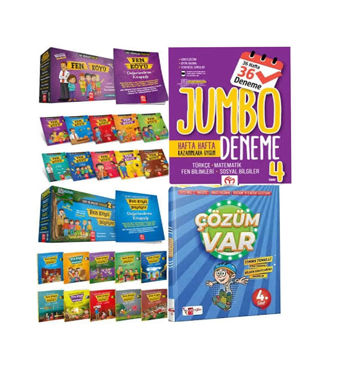 4. Sınıf Jumbo Tüm Dersler Deneme+Fen Bilimleri Öyküleri 1.Seri Fen Köyü Ve 2.Seri Fen Köyü Büyüyor Ve Çözüm Var