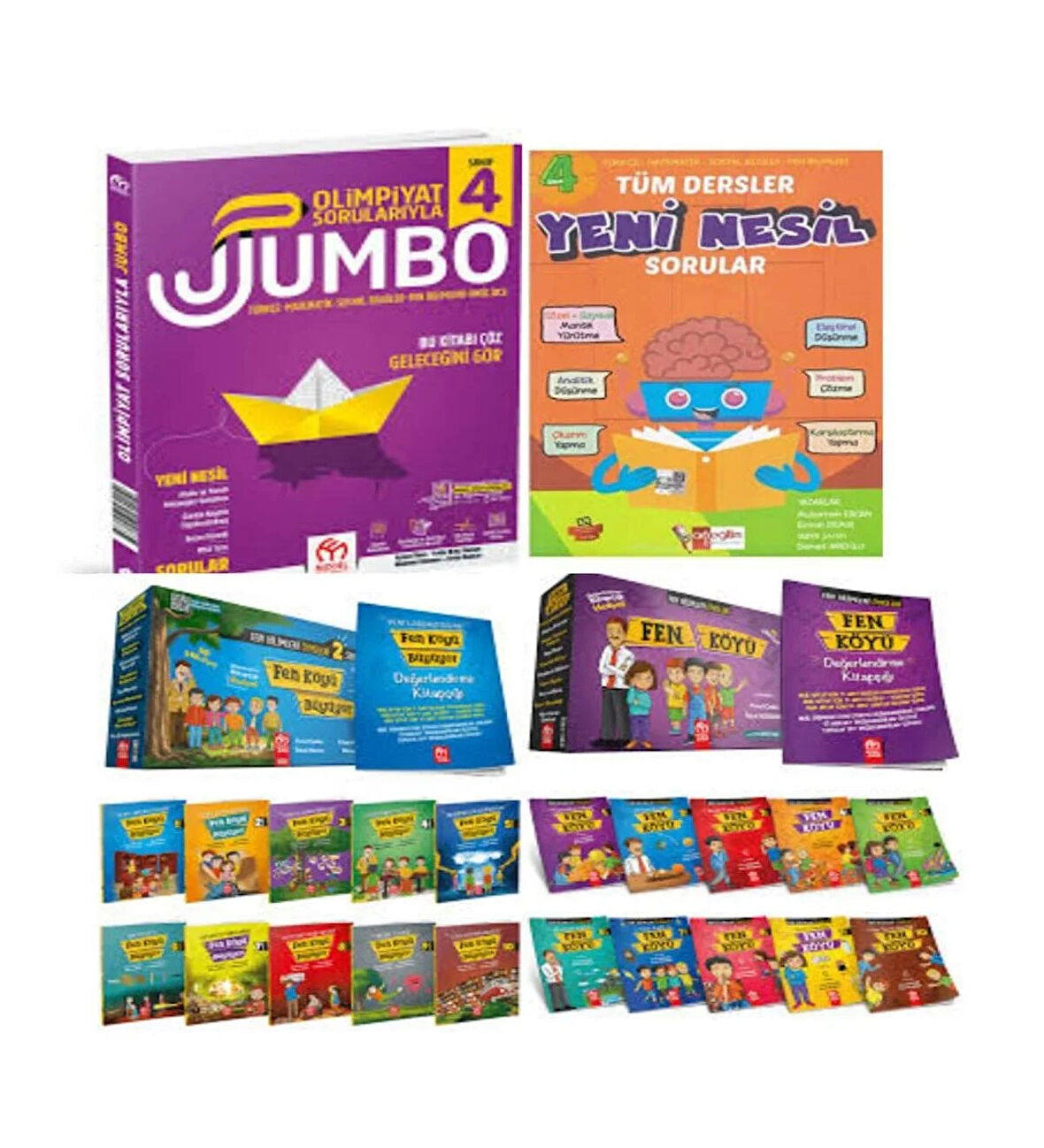 4. Sınıf Olimpiyat Sorularıyla Jumbo Soru Bankası + Fen Bilimleri Öyküleri 1.Seri Fen Köyü Ve 2.Seri Fen Köyü Büyüyor +Tüm Dersler Soru Bankası