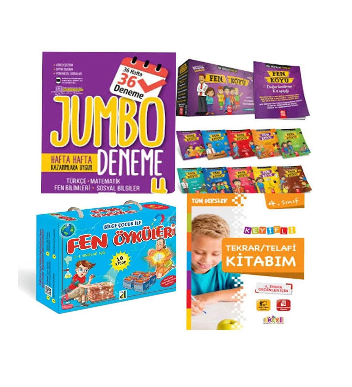 4. Sınıf Jumbo Tüm Dersler Deneme+ Fen Köyü +Telafi Tekrar Kitabım Ve Bilge Çocuk Ile Fen Öyküleri