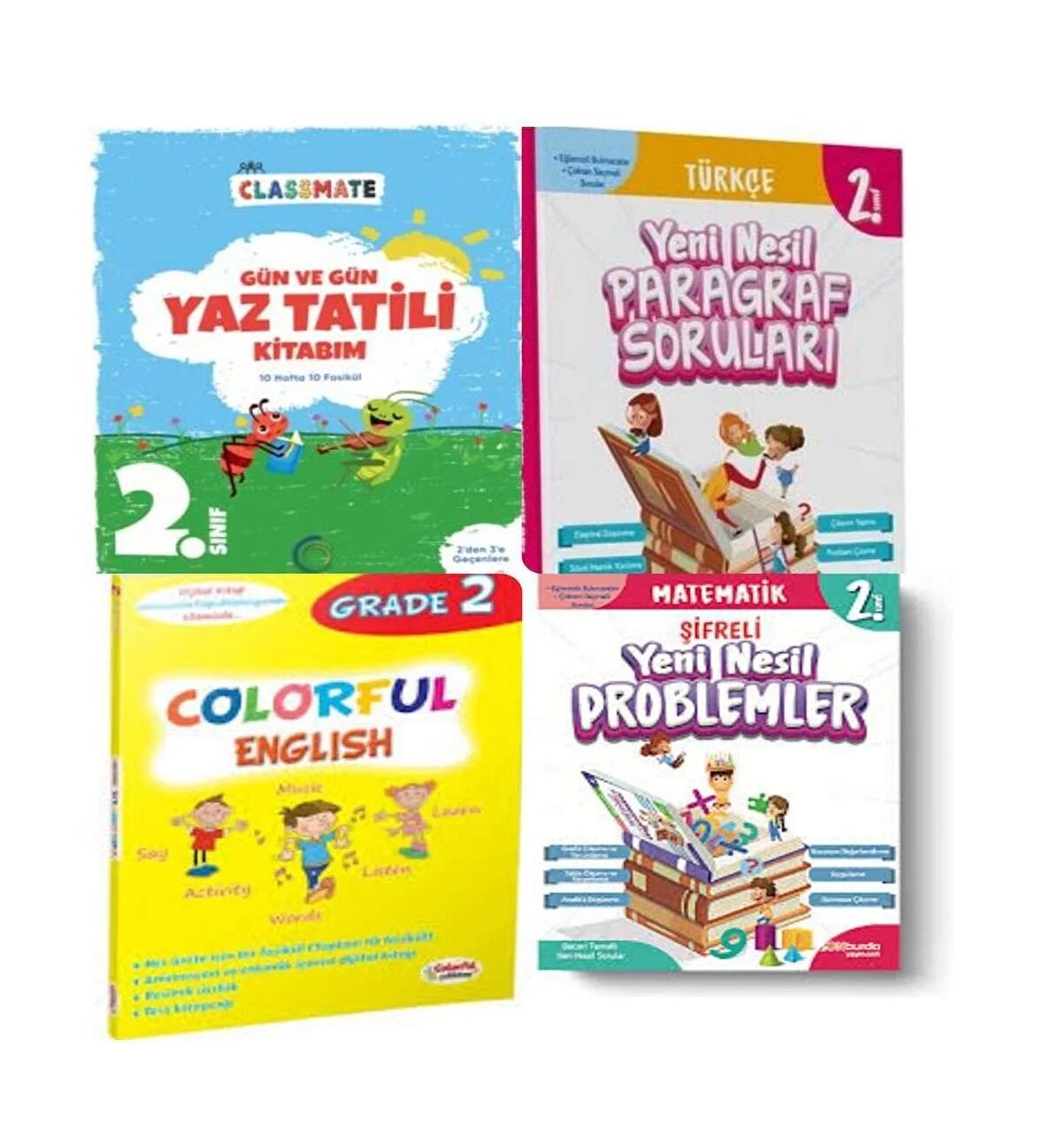 2. Sınıf Gün Ve Gün Yaz Tatili Kitabım+Yeni Nesil Paragraf+ Matematik Soruları Ve Colorful English 2