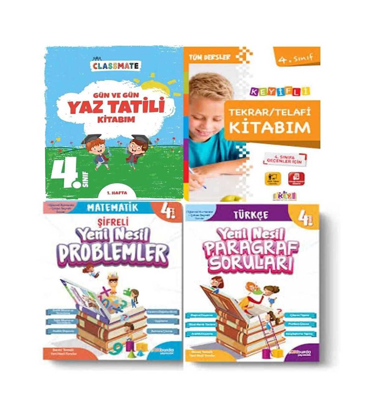 4. Sınıf Gün Gün Yaz Tatili Kitabım+Yeni Nesil Paragraf+ Matematik Soruları Ve Telafi Tekrar Kitabım