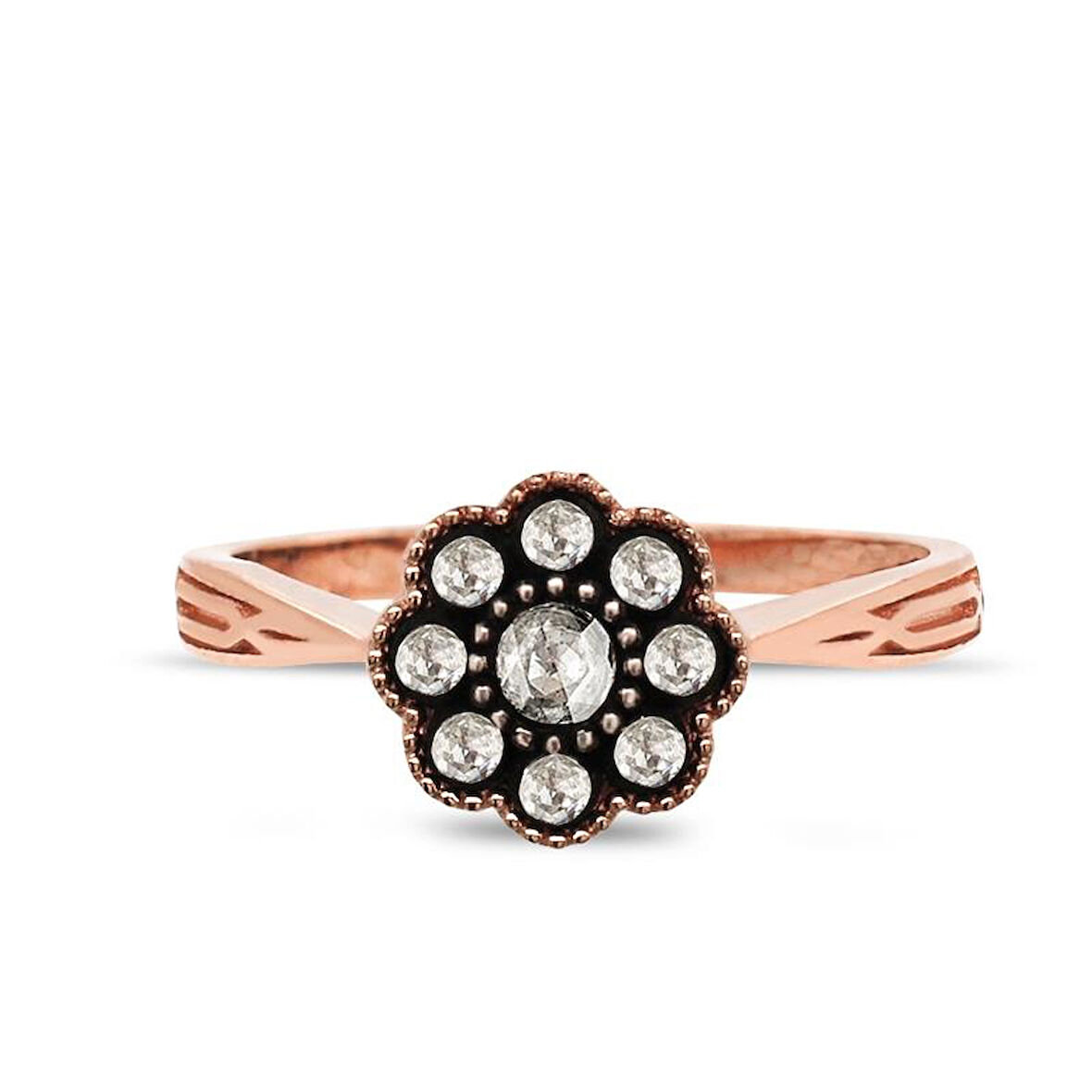 0.18 Karat Elmas Çiçek Vintage Yüzük