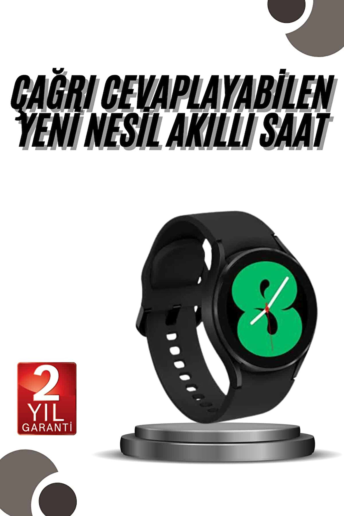 Akıllı Saat Bluetooth Bağlantılı Yuvarlak Ekran Plastik Kordonlu