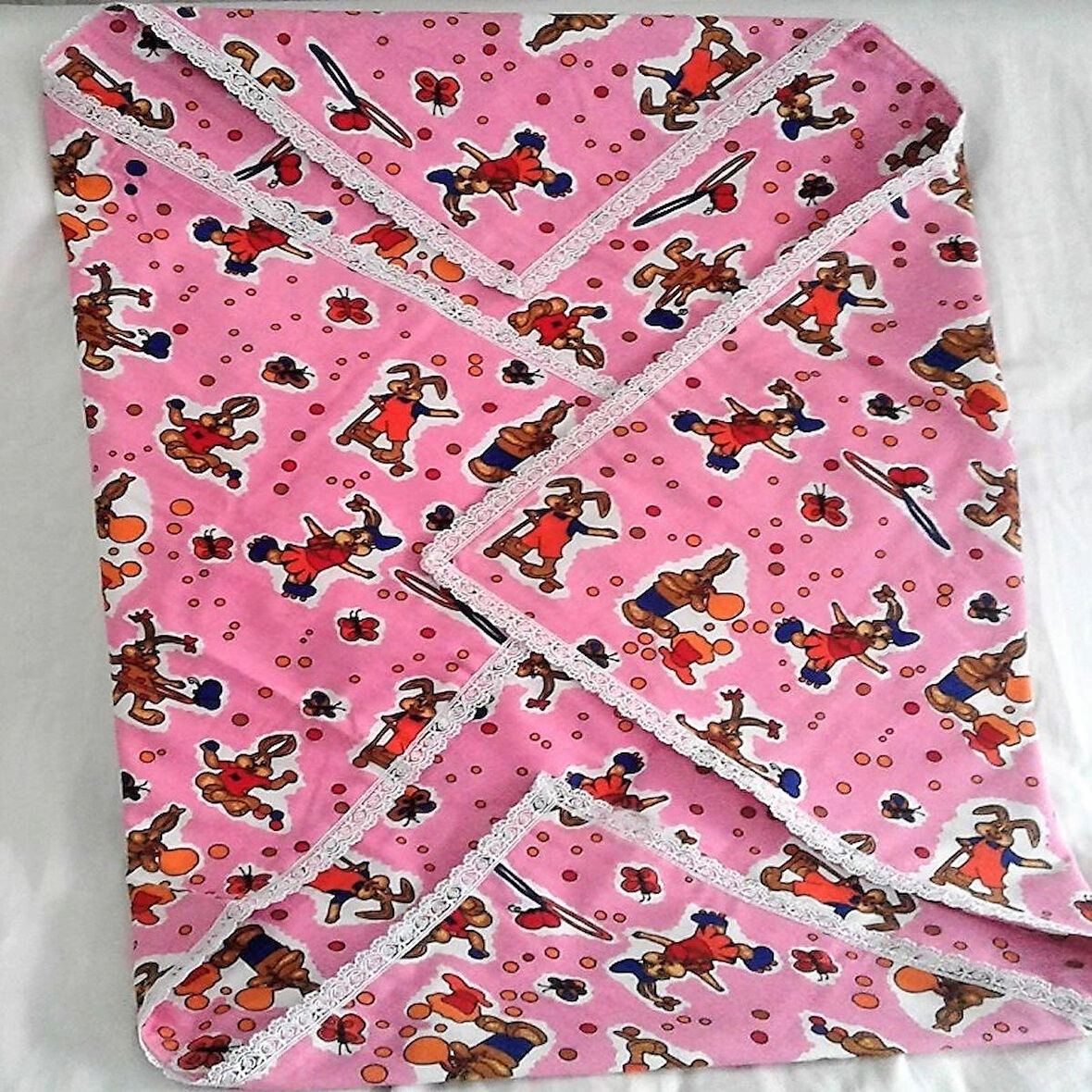 Flanel Bebek Kundağı-Pembe
