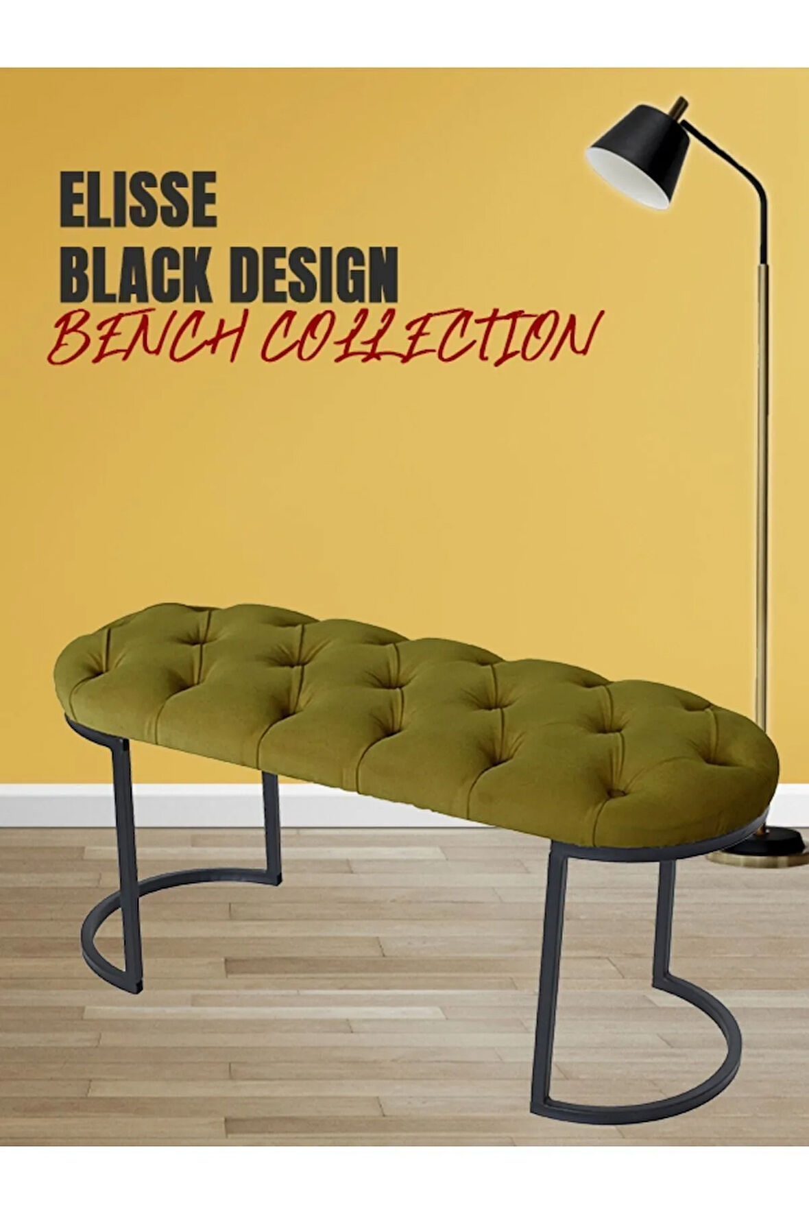 Elisse Hardal Puf Metal Ayaklı Kapitoneli Model Oval Bench