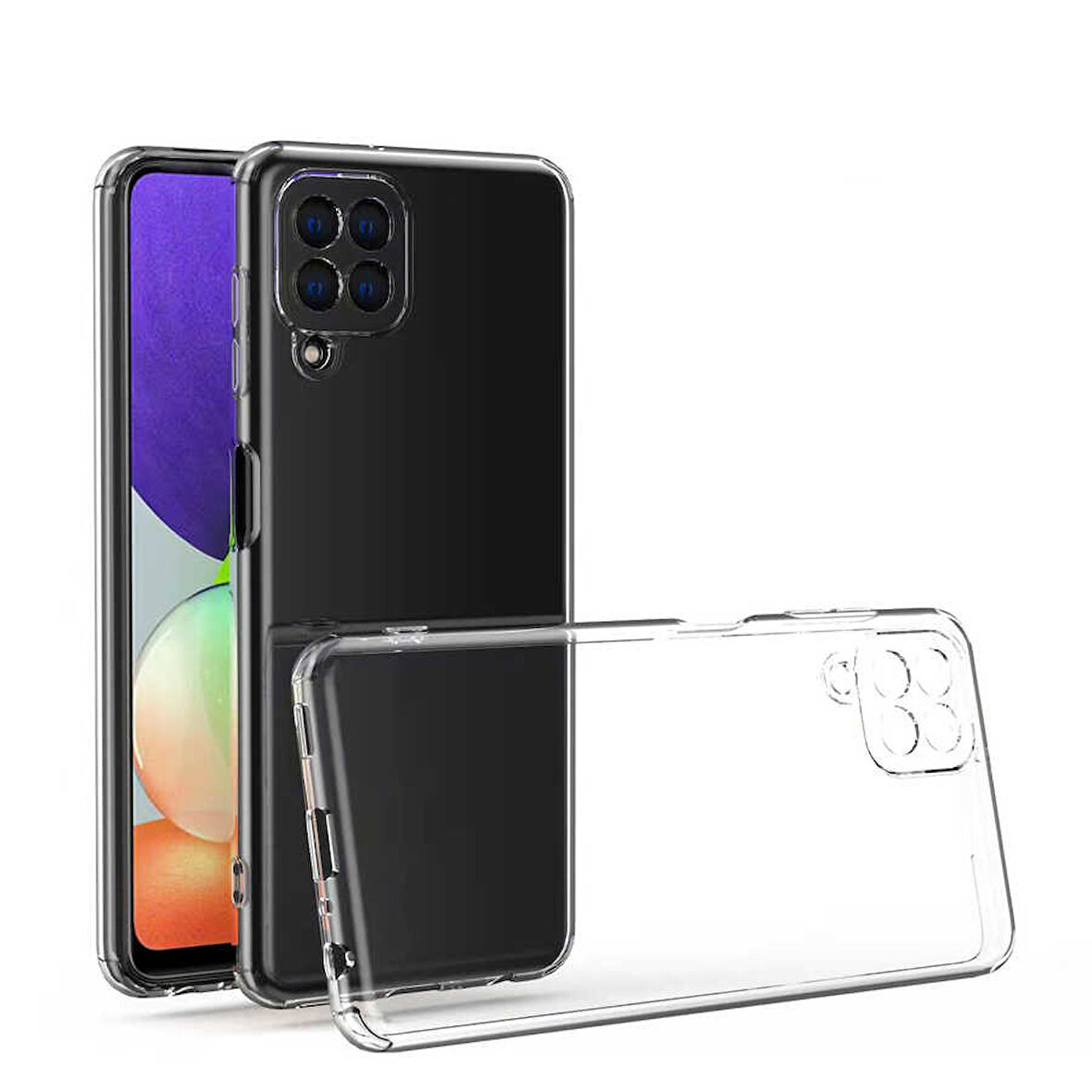Samsung Galaxy M32 Uyumlu kamera korumalı Yumuşak Dokulu ve Şık Koruma Şeffaf Kılıf
