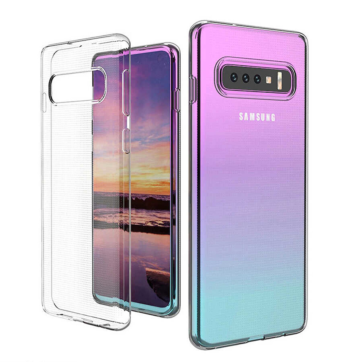 Samsung Galaxy S10 Plus Uyumlu kamera korumalı Yumuşak Dokulu ve Şık Koruma Şeffaf Kılıf