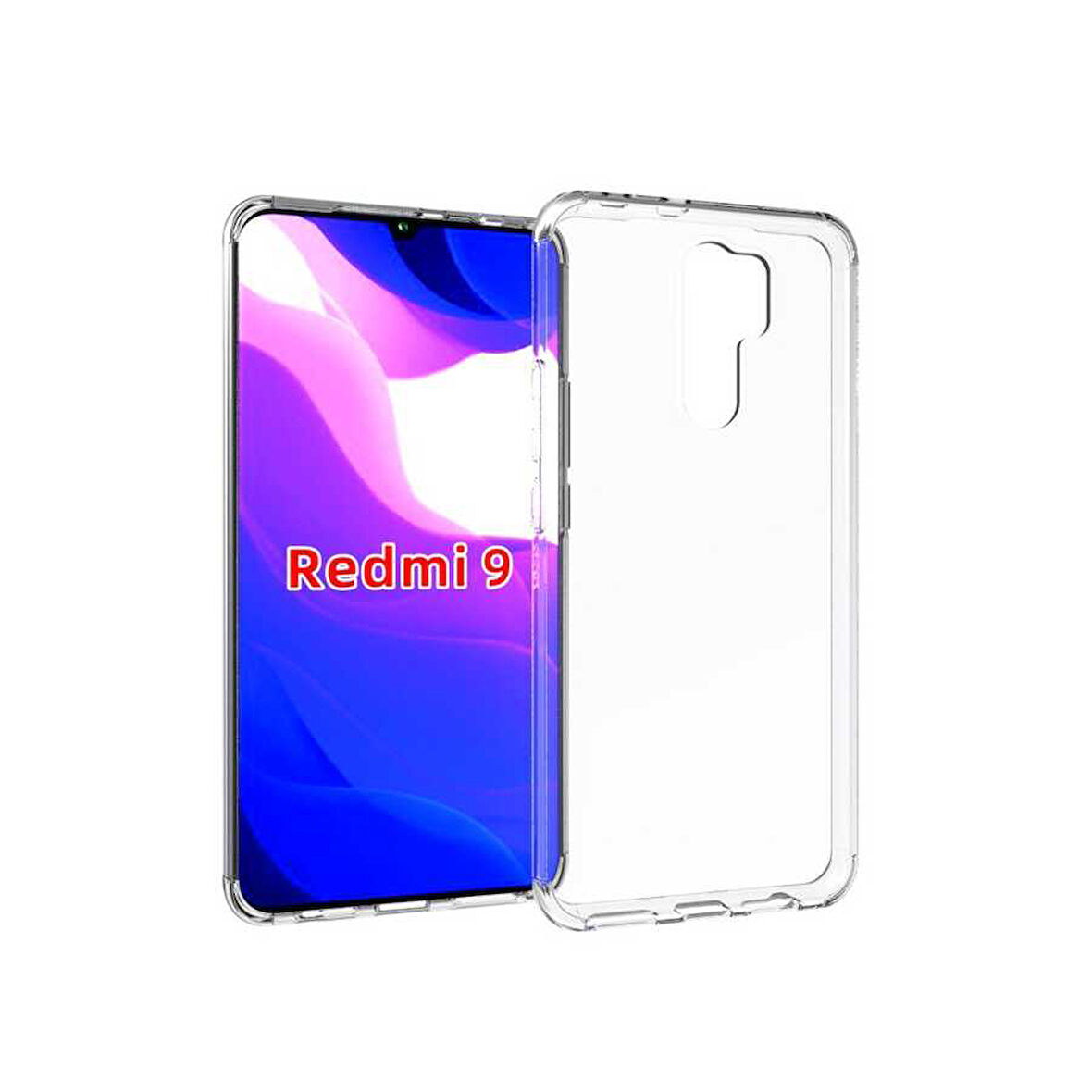 Xiaomi Redmi 9 Uyumlu kamera korumalı Yumuşak Dokulu ve Şık Koruma Şeffaf Kılıf