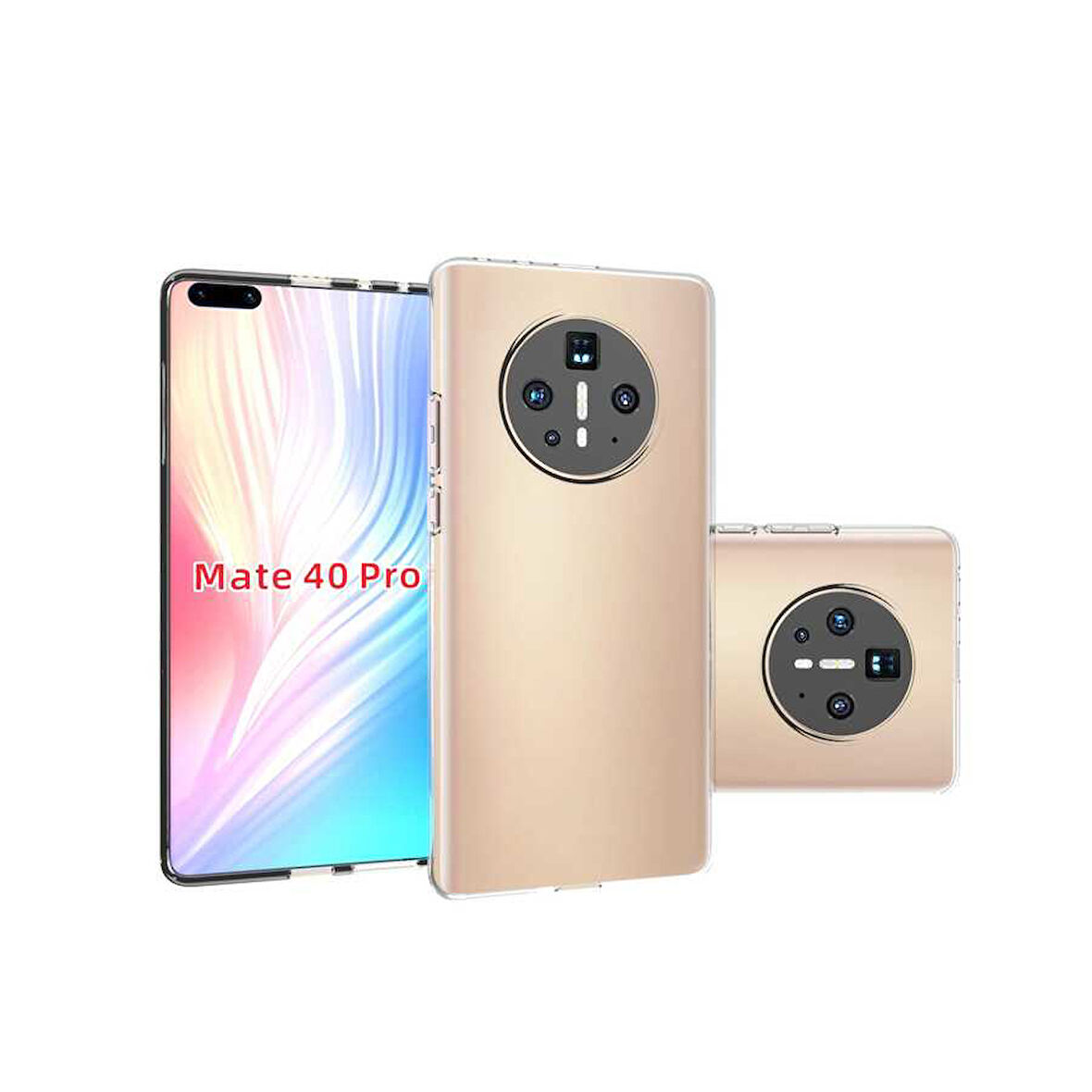 Huawei Mate 40 Pro Uyumlu kamera korumalı Yumuşak Dokulu ve Şık Koruma Şeffaf Kılıf