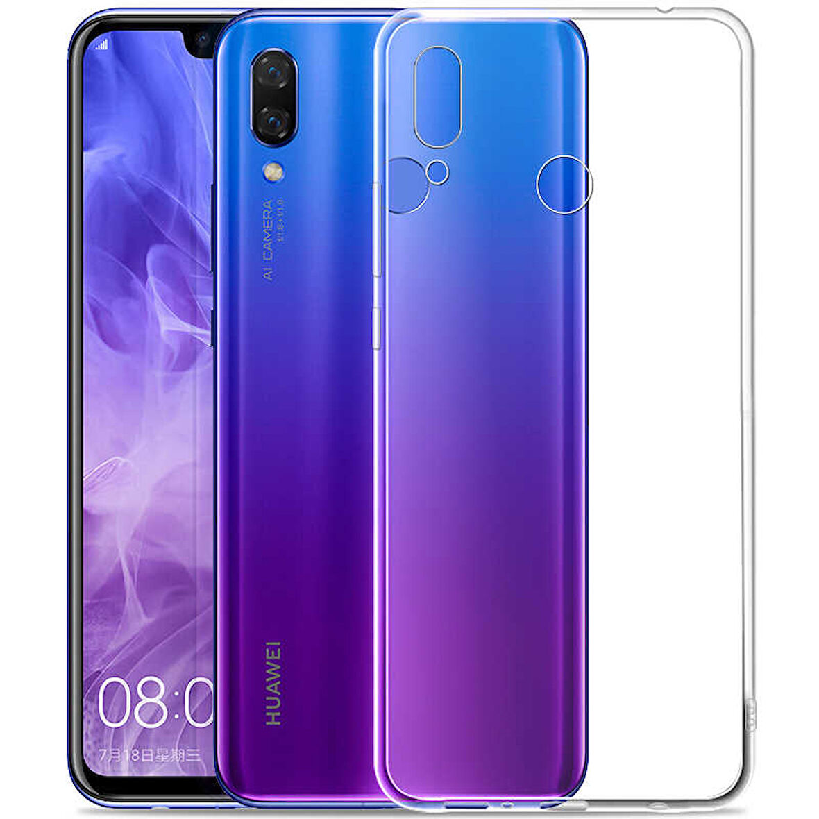 Huawei Y9 2019 Uyumlu kamera korumalı Yumuşak Dokulu ve Şık Koruma Şeffaf Kılıf