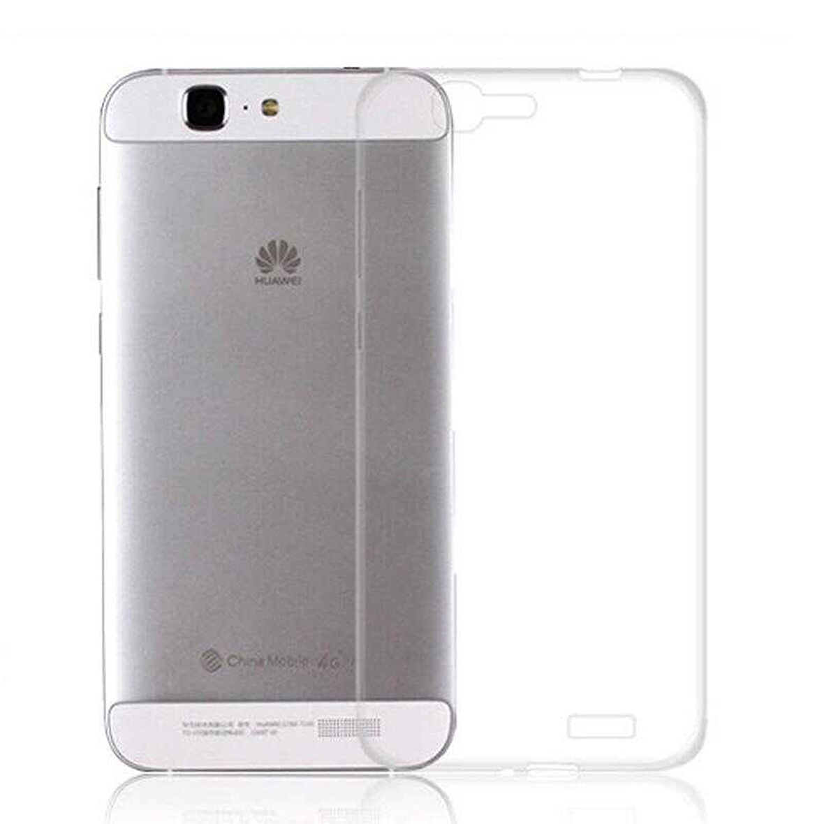 Huawei Ascend G7 Uyumlu kamera korumalı Yumuşak Dokulu ve Şık Koruma Şeffaf Kılıf