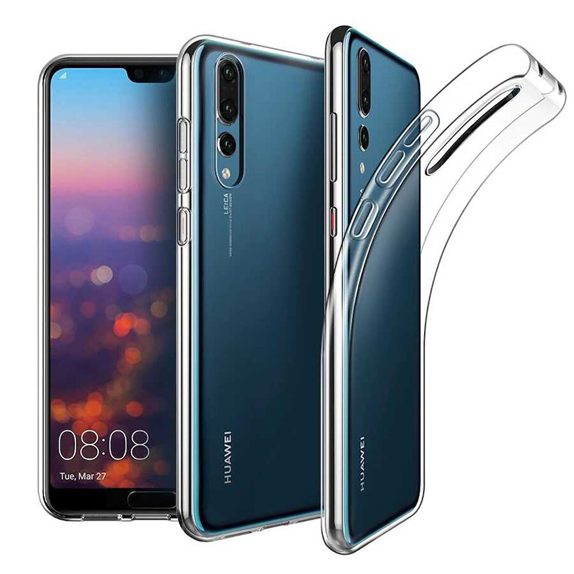 Huawei P20 Pro Uyumlu kamera korumalı Yumuşak Dokulu ve Şık Koruma Şeffaf Kılıf