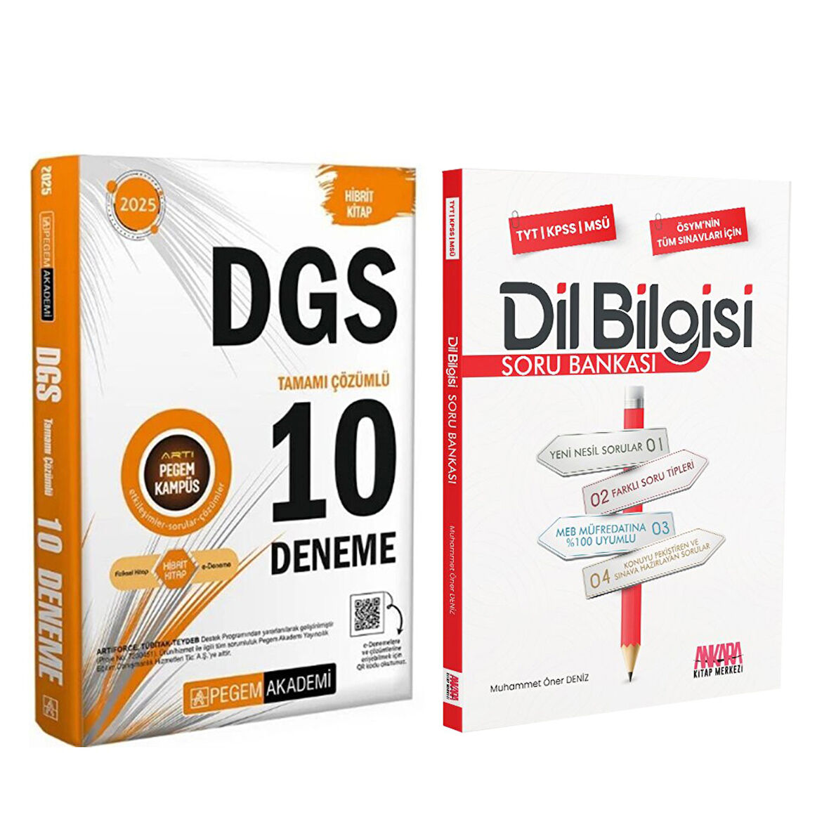 Pegem Yayınları 2025 DGS 10 Deneme ve AKM Dil Bilgisi Soru Bankası Seti 2 Kitap
