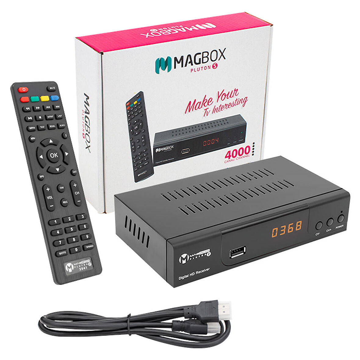 MAGBOX PLUTON S TKGS'Lİ YENİ MODEL KASALI FULL HD UYDU ALICISI (SCART+HD)(HDMI KABLO DAHİL)