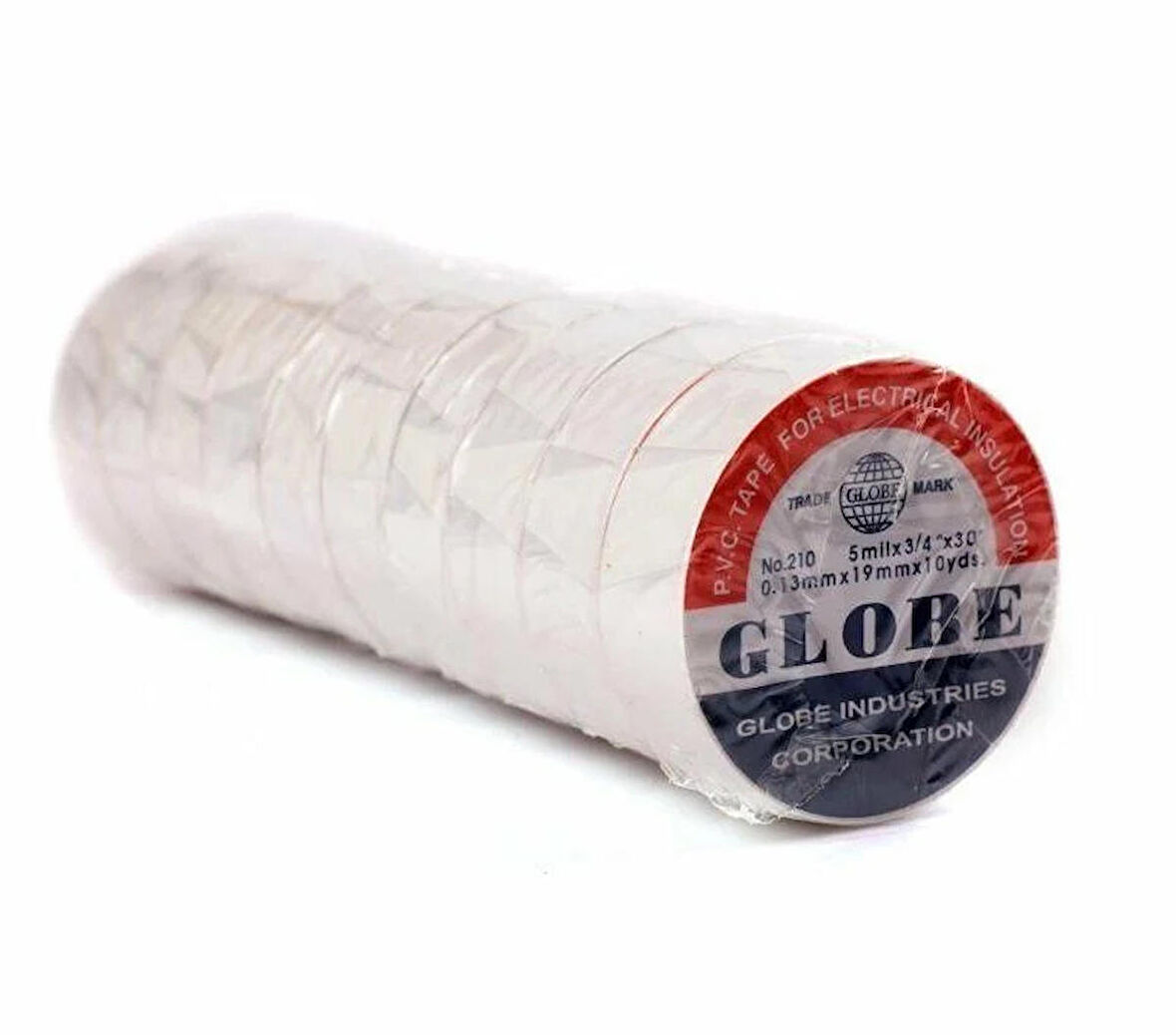 GLOBE PVC ELEKTRİK İZOLASYON BANT  "0.13x19x10Yrds"  (BEYAZ) (10'lu PAKET)