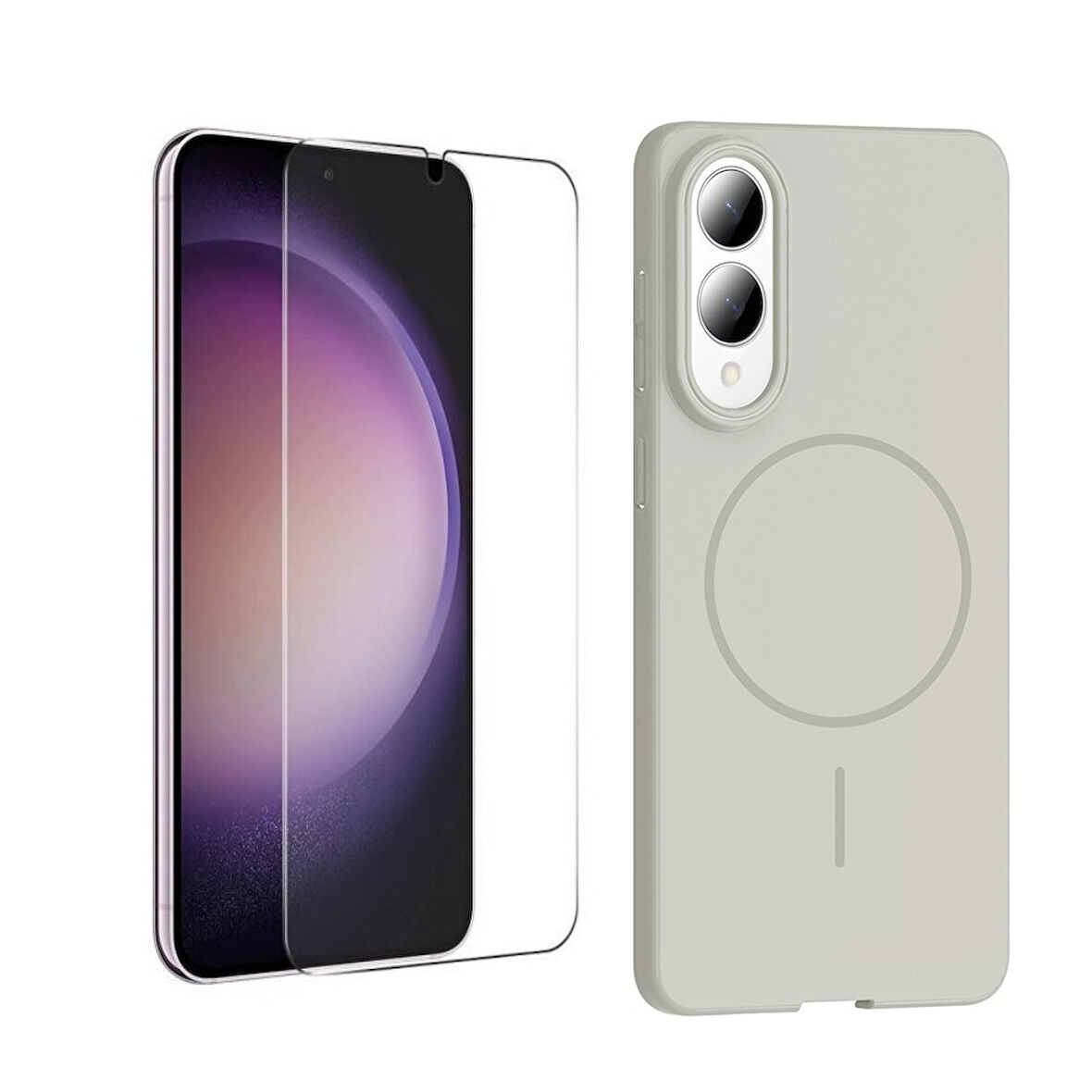 Teleplus Samsung Galaxy S25 Edge Kılıf Msafe XZ1 Rubby Mat Silikon + Ekran Koruyucu