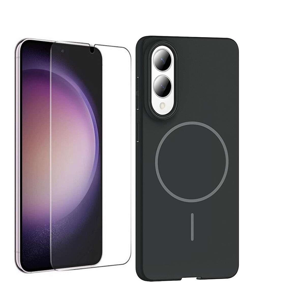 Teleplus Samsung Galaxy S25 Edge Kılıf Msafe XZ1 Rubby Mat Silikon + Ekran Koruyucu