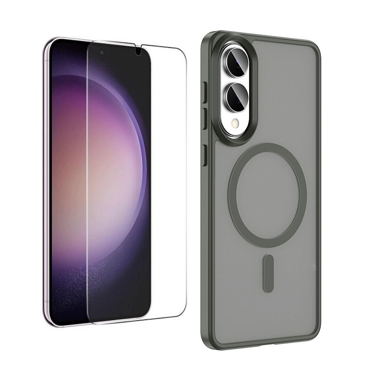 Teleplus Samsung Galaxy S25 Edge Kılıf Msafe XC1 Mat Silikon + Ekran Koruyucu