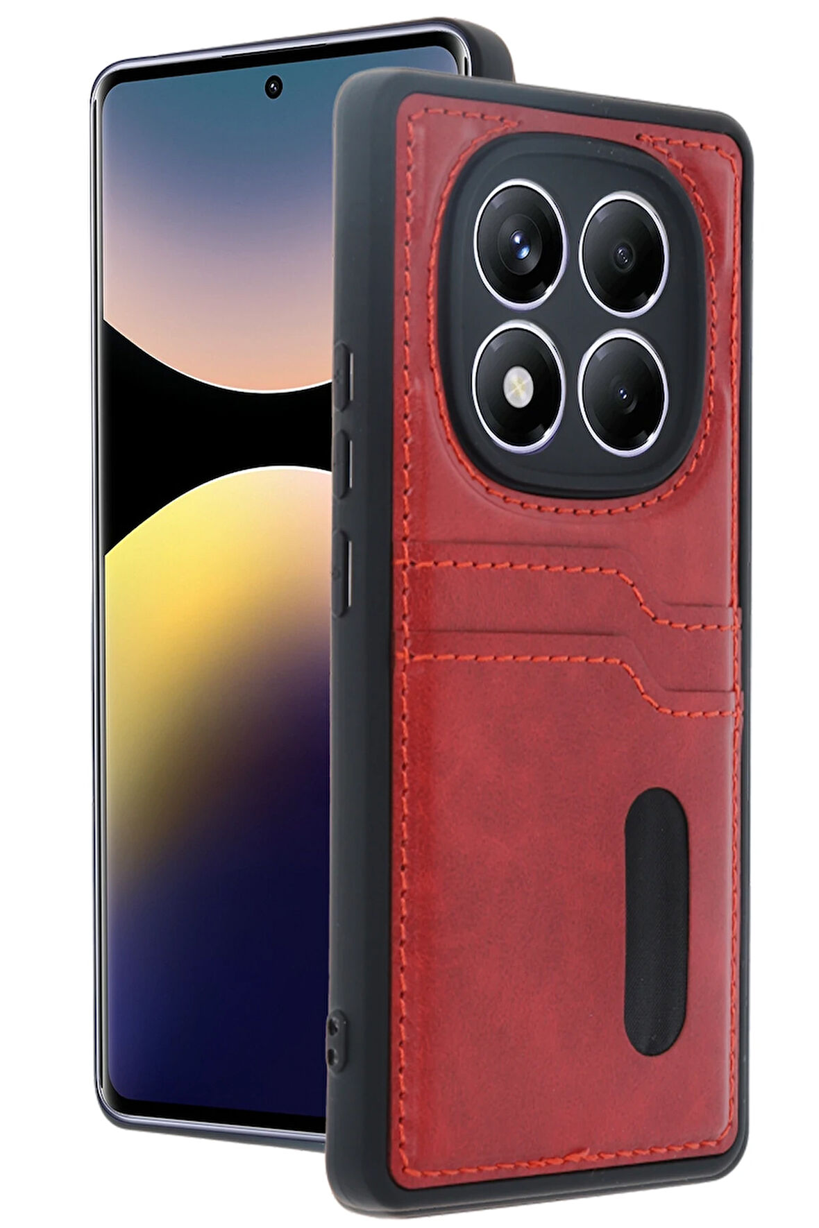 Teleplus Xiaomi Redmi Note 14 Pro Plus Kılıf Kartlıklı Slots PU Deri Sara Kapak