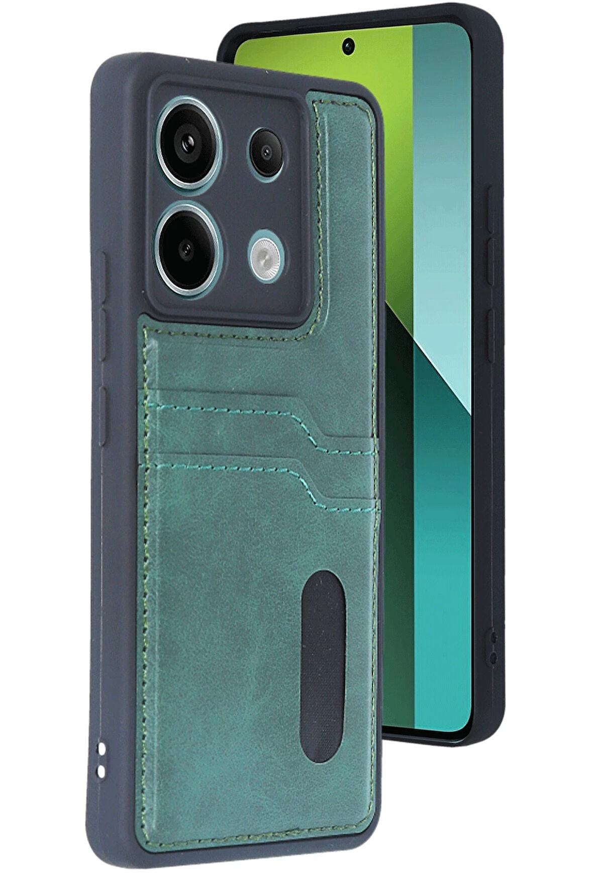 Teleplus Xiaomi Redmi Note 13 Pro 4G Kılıf Kartlıklı Slots PU Deri Sara Kapak