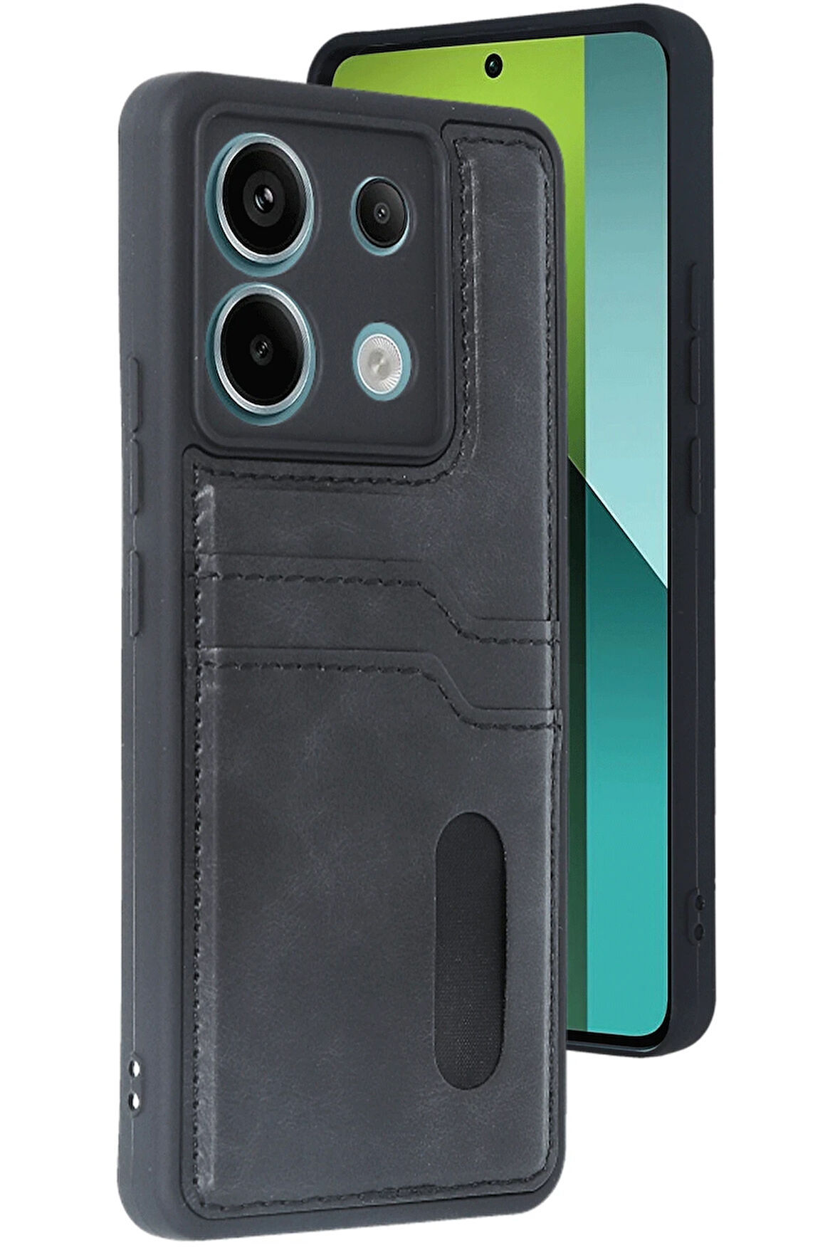 Teleplus Xiaomi Redmi Note 13 Pro 5G Kılıf Kartlıklı Slots PU Deri Sara Kapak