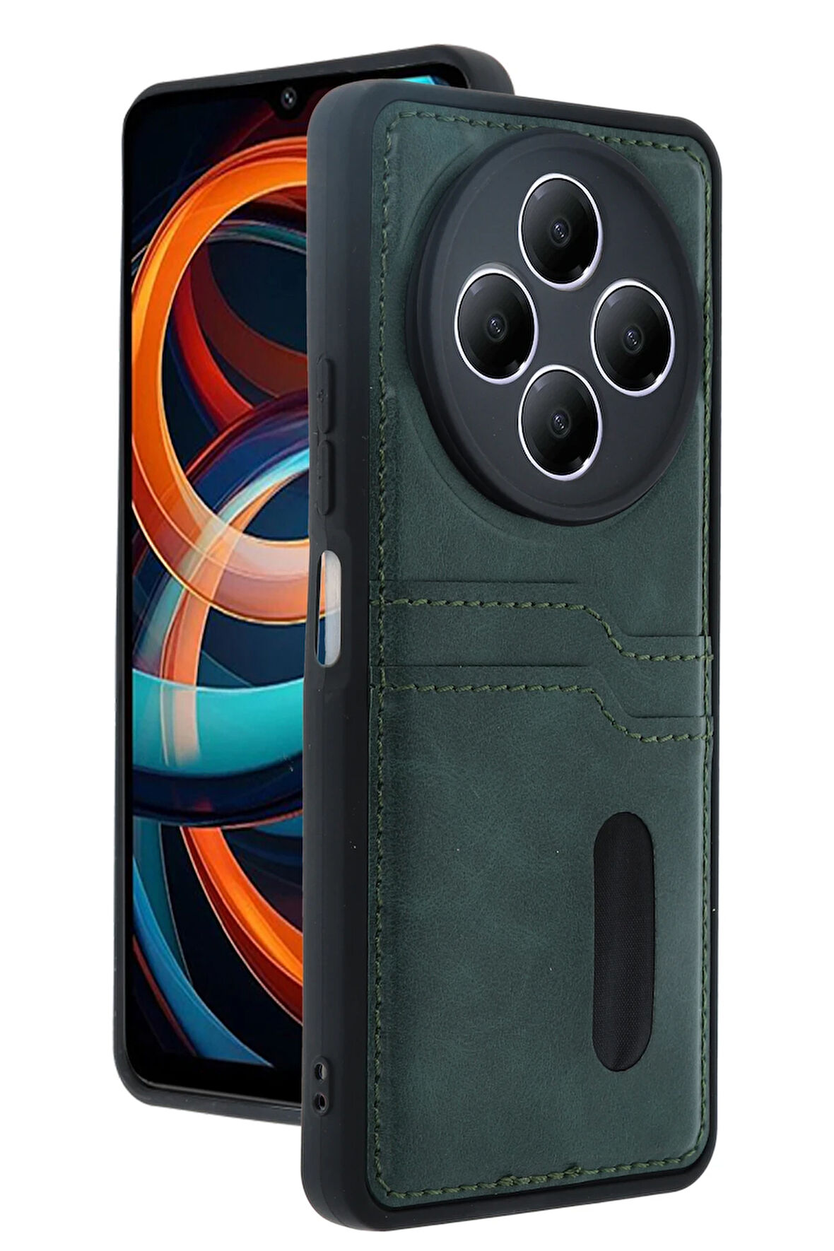 Teleplus Xiaomi Redmi 14C Kılıf Kartlıklı Slots PU Deri Sara Kapak