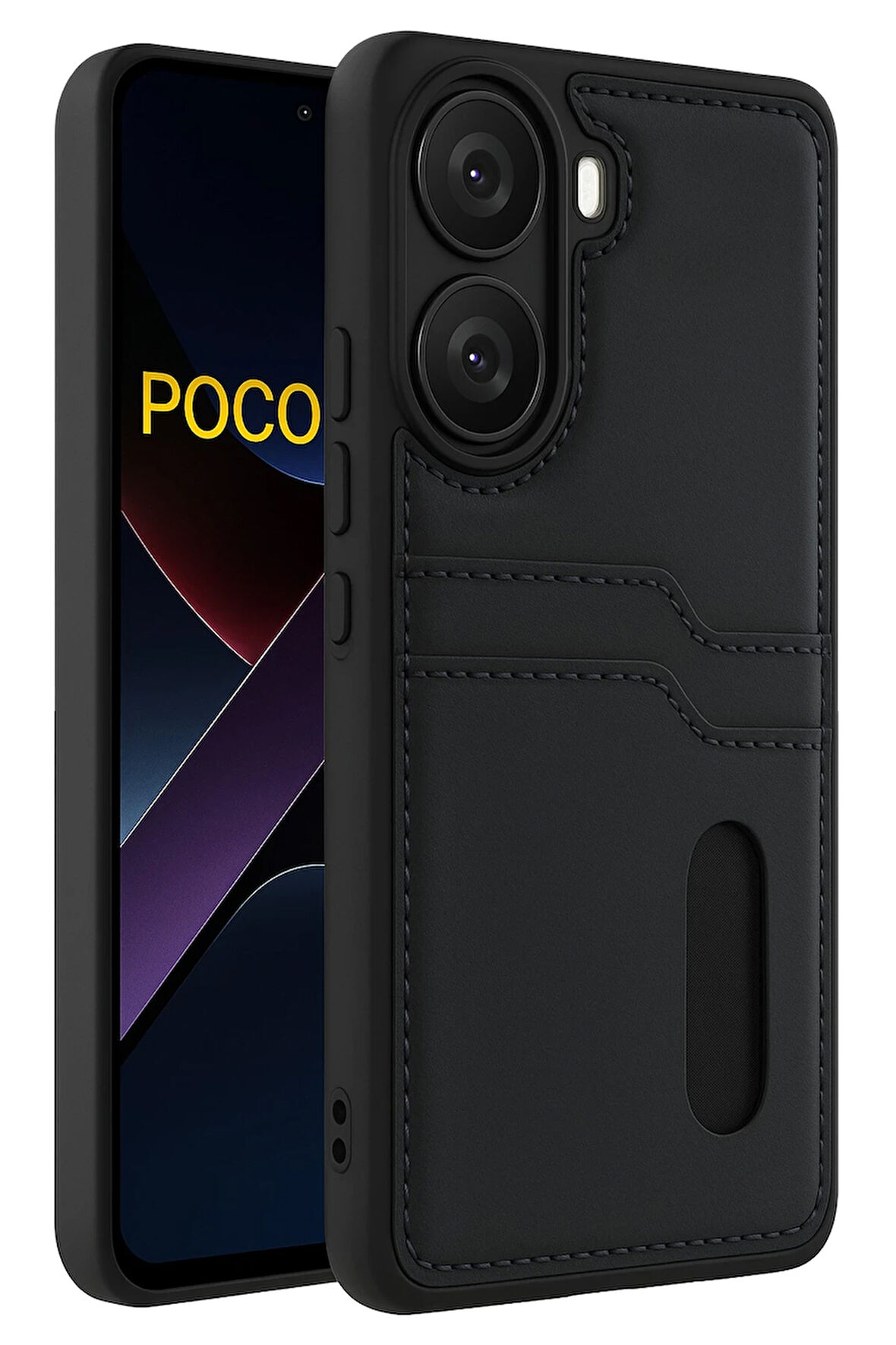 Teleplus Xiaomi Poco X7 Pro Kılıf Kartlıklı Slots PU Deri Sara Kapak