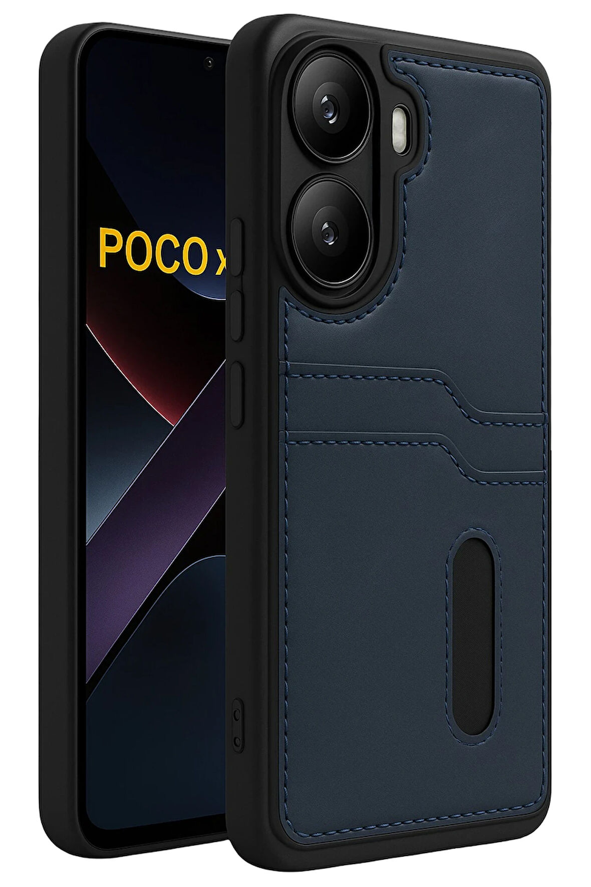 Teleplus Xiaomi Poco X7 Pro Kılıf Kartlıklı Slots PU Deri Sara Kapak