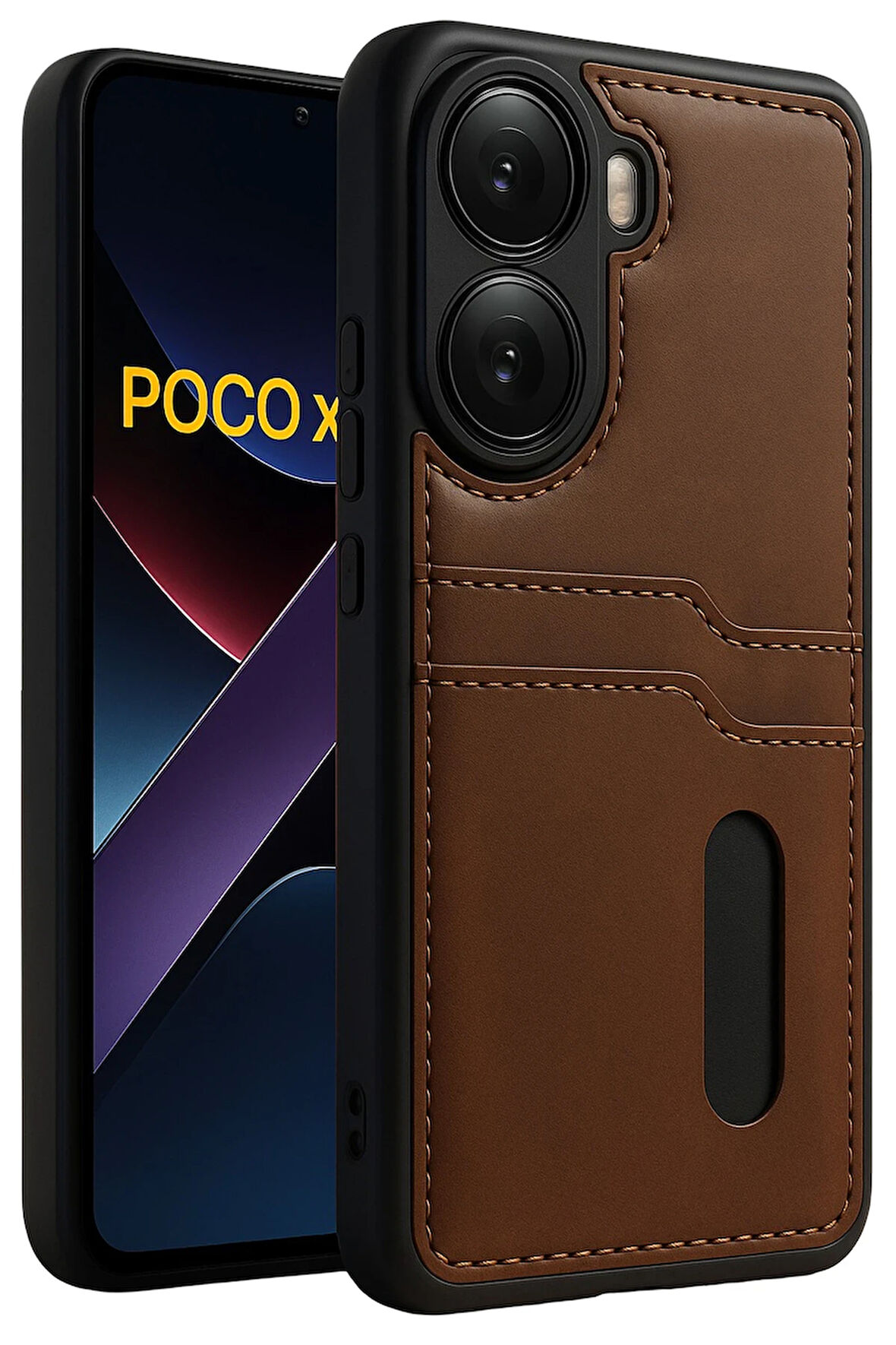 Teleplus Xiaomi Poco X7 Pro Kılıf Kartlıklı Slots PU Deri Sara Kapak