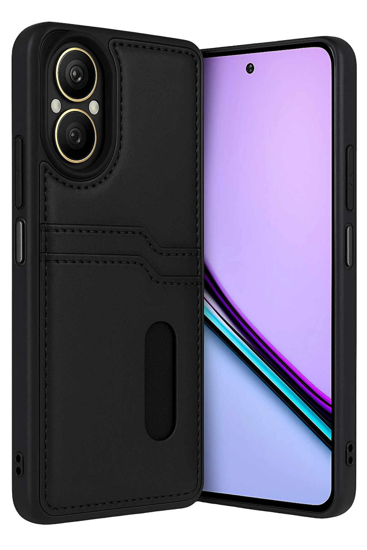 Teleplus Realme 12 Lite Kılıf Kartlıklı Slots PU Deri Sara Kapak