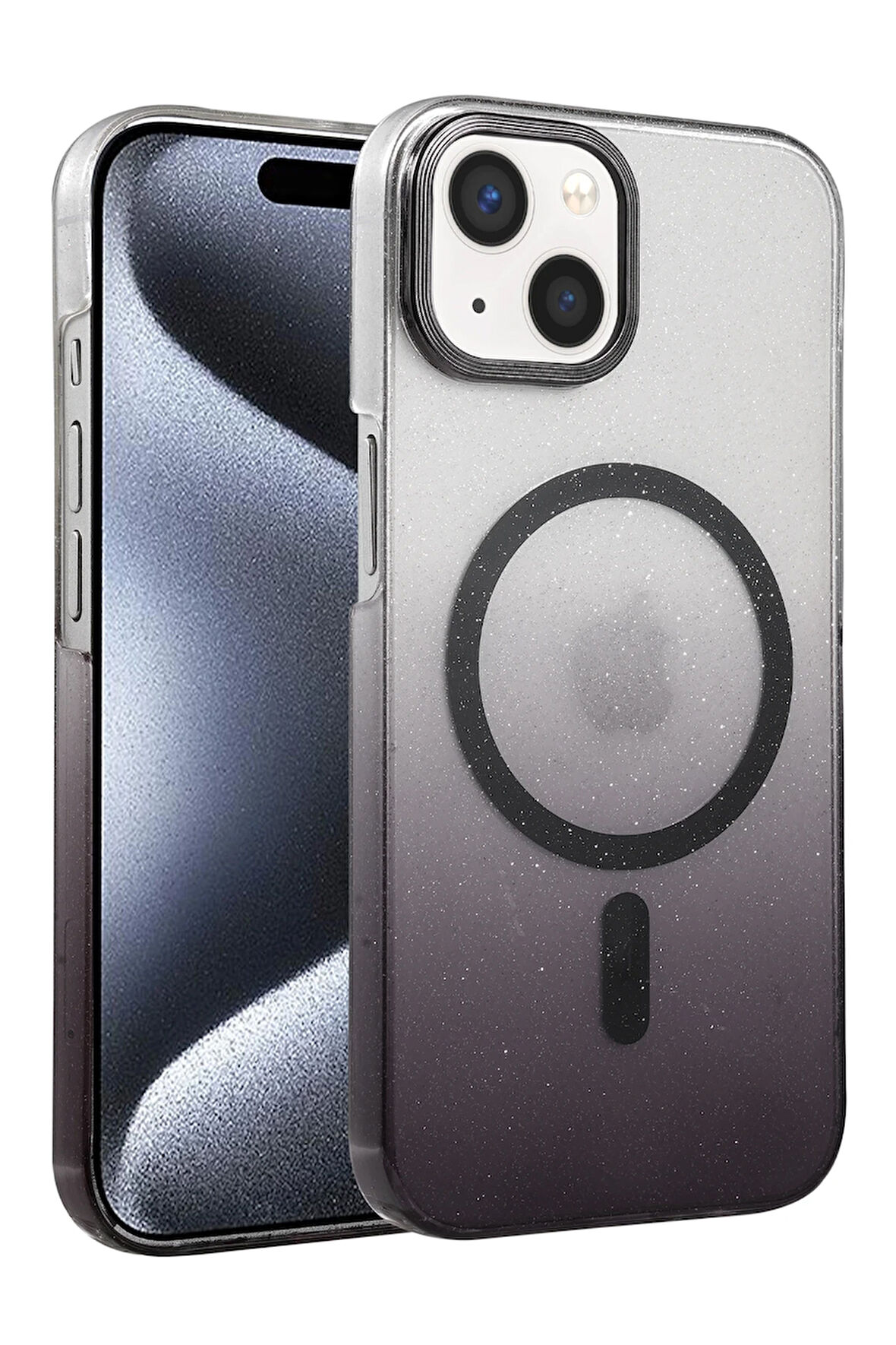 Teleplus iPhone 15 Kılıf Simli Shinys Glossy Manyetik Şarjlı Kapak