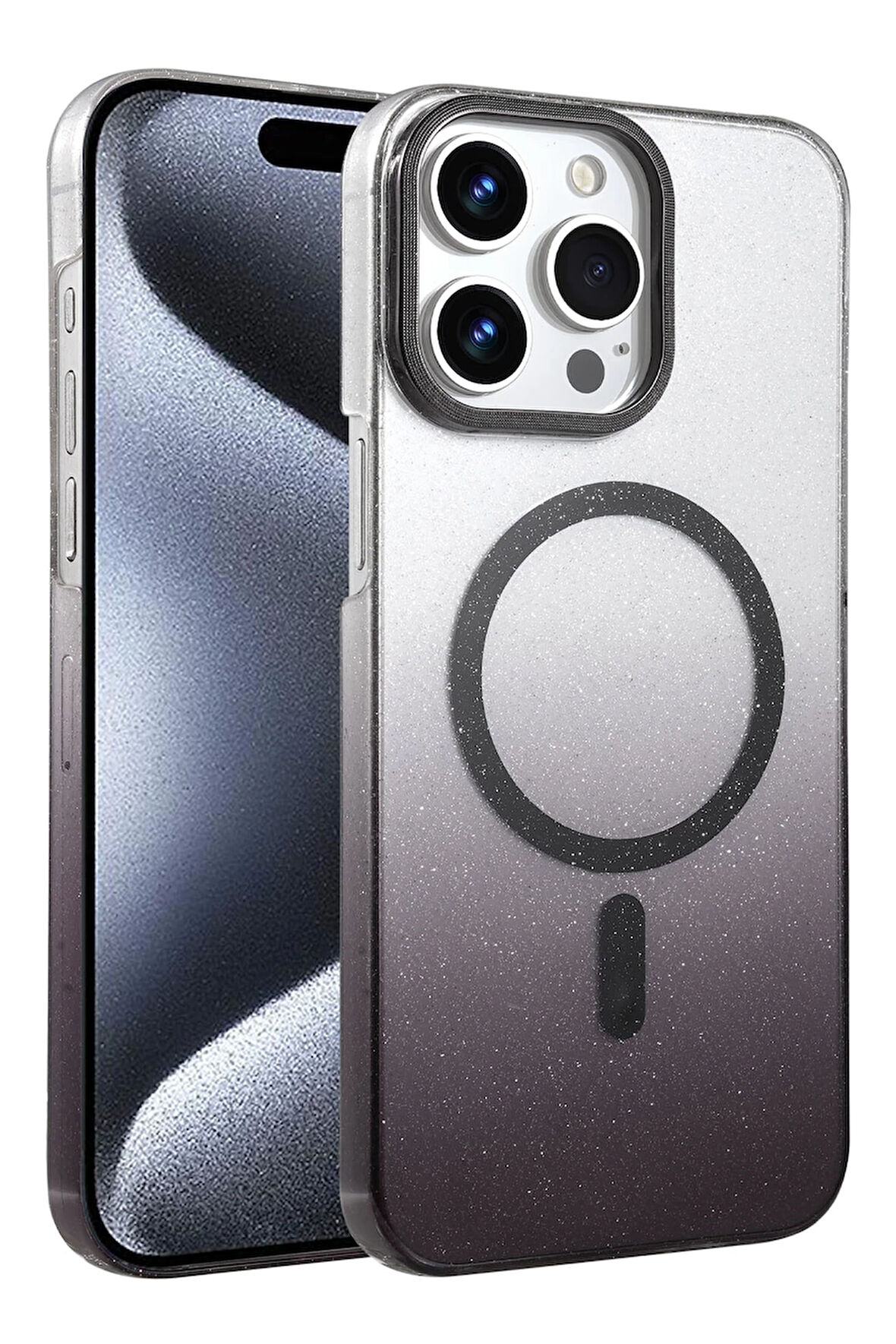 Teleplus iPhone 14 Pro Max Kılıf Simli Shinys Glossy Manyetik Şarjlı Kapak