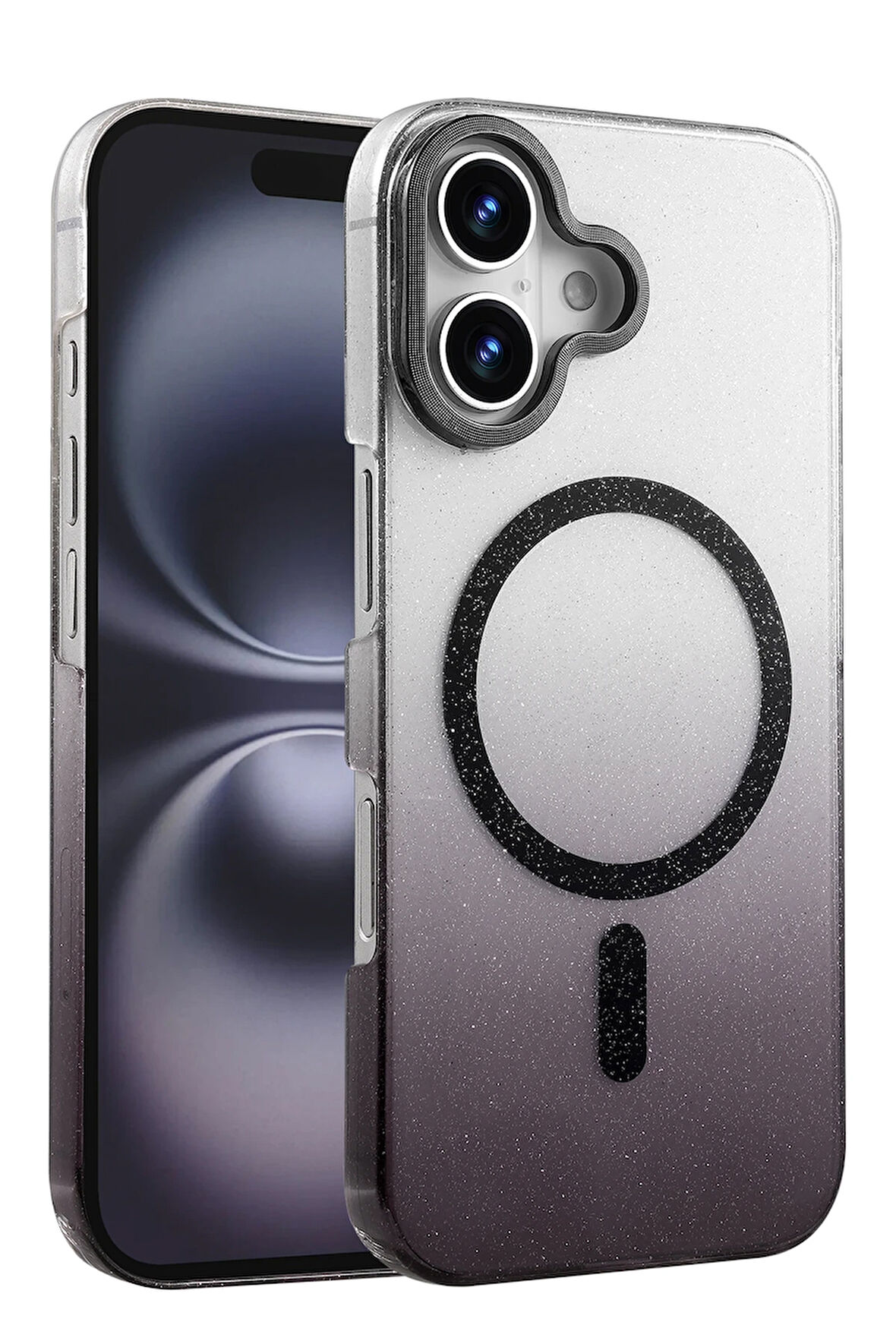 Teleplus iPhone 16 Plus Kılıf Simli Shinys Glossy Manyetik Şarjlı Kapak